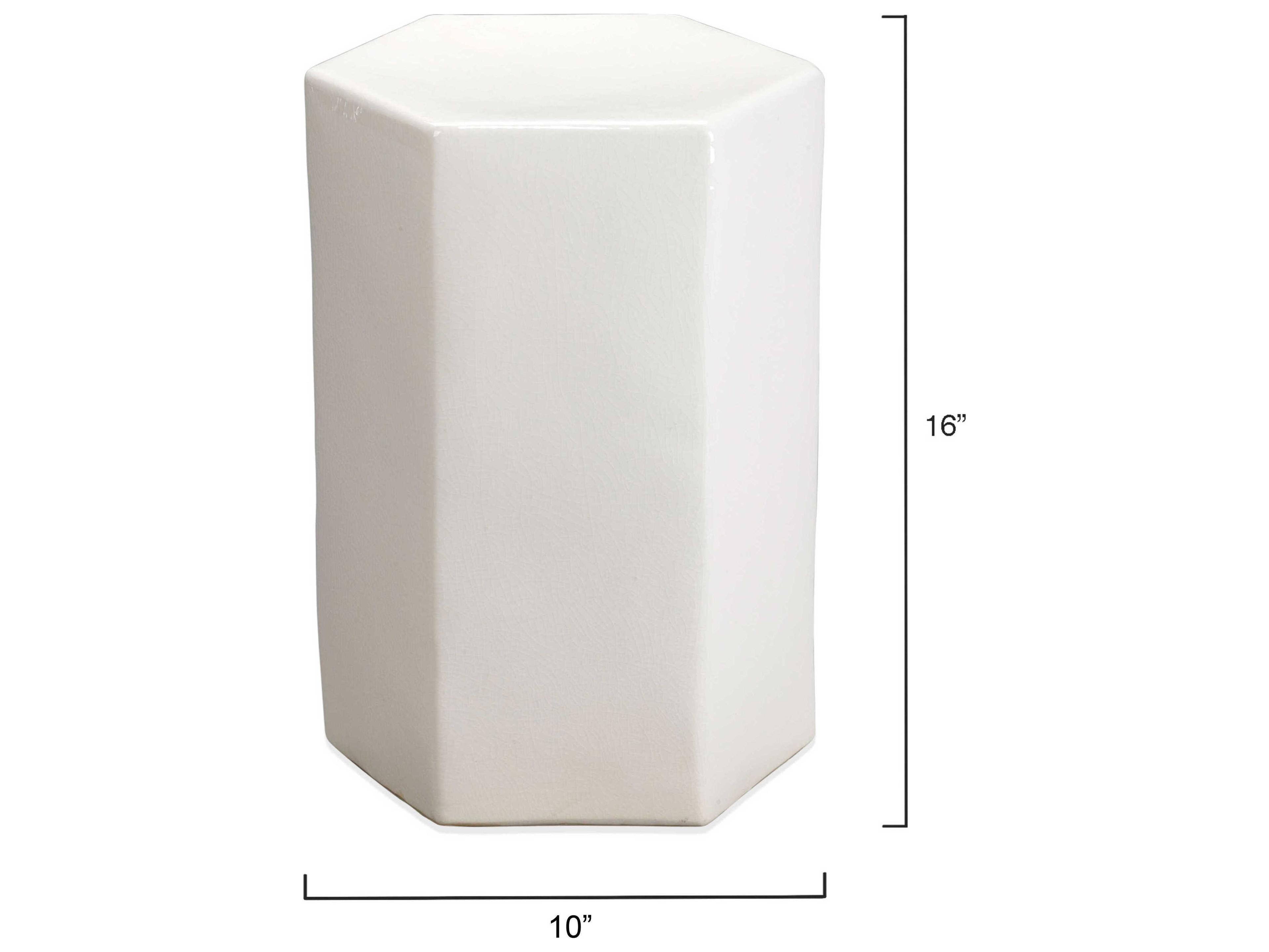 Jamie Young Porto Hexagon Ceramic White End Table