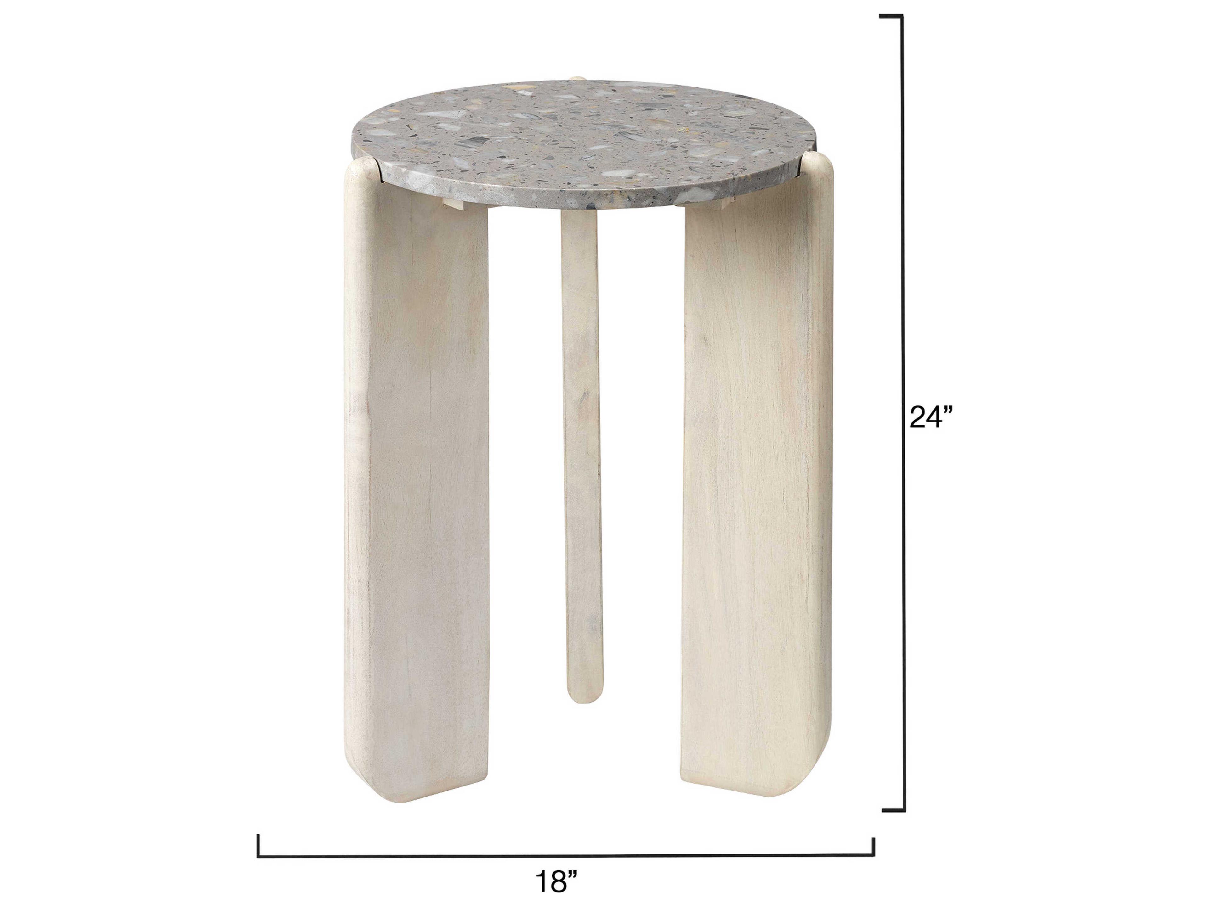 Jamie Young Quarry 18" Round Stone White End Table