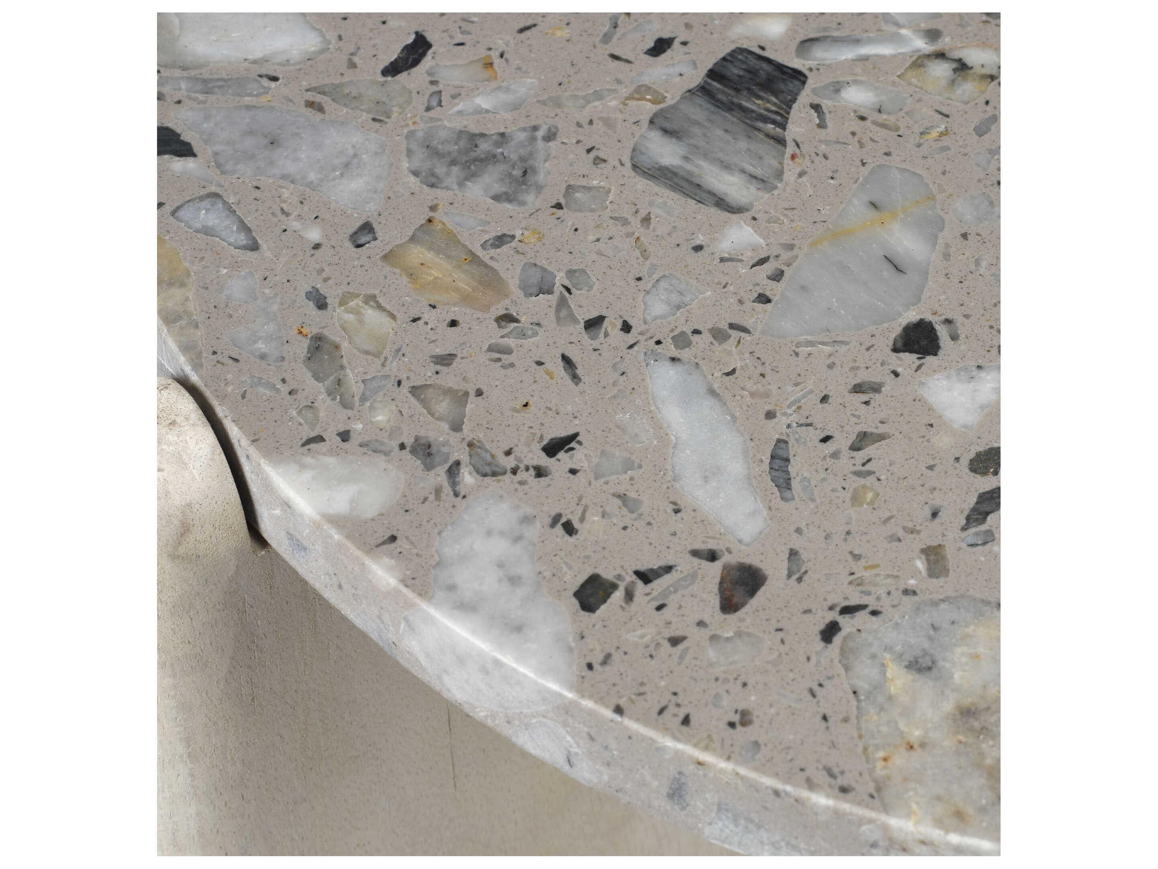 Jamie Young Quarry 18" Round Stone White End Table