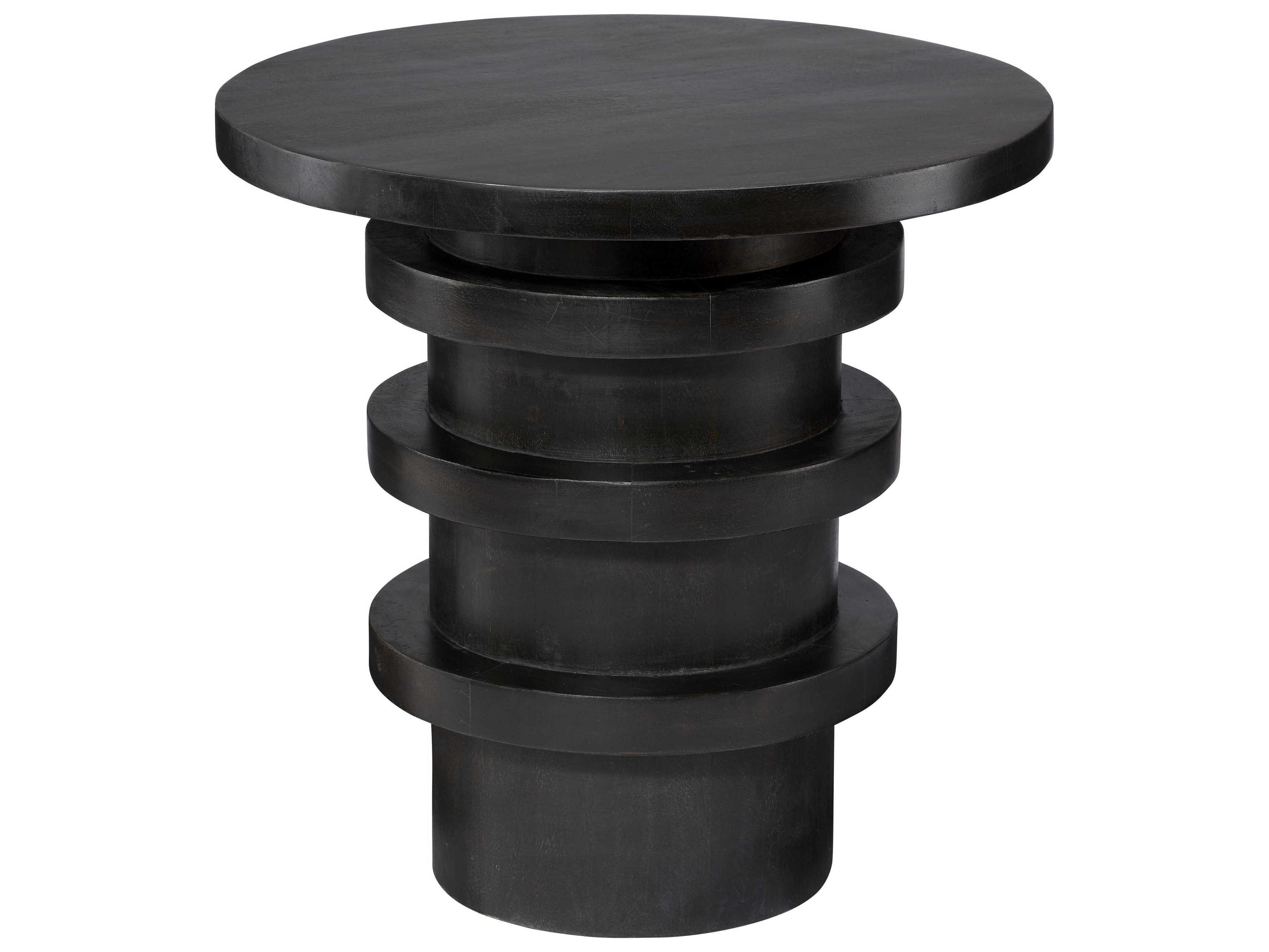 Revolve Round Wood Charcoal End Table