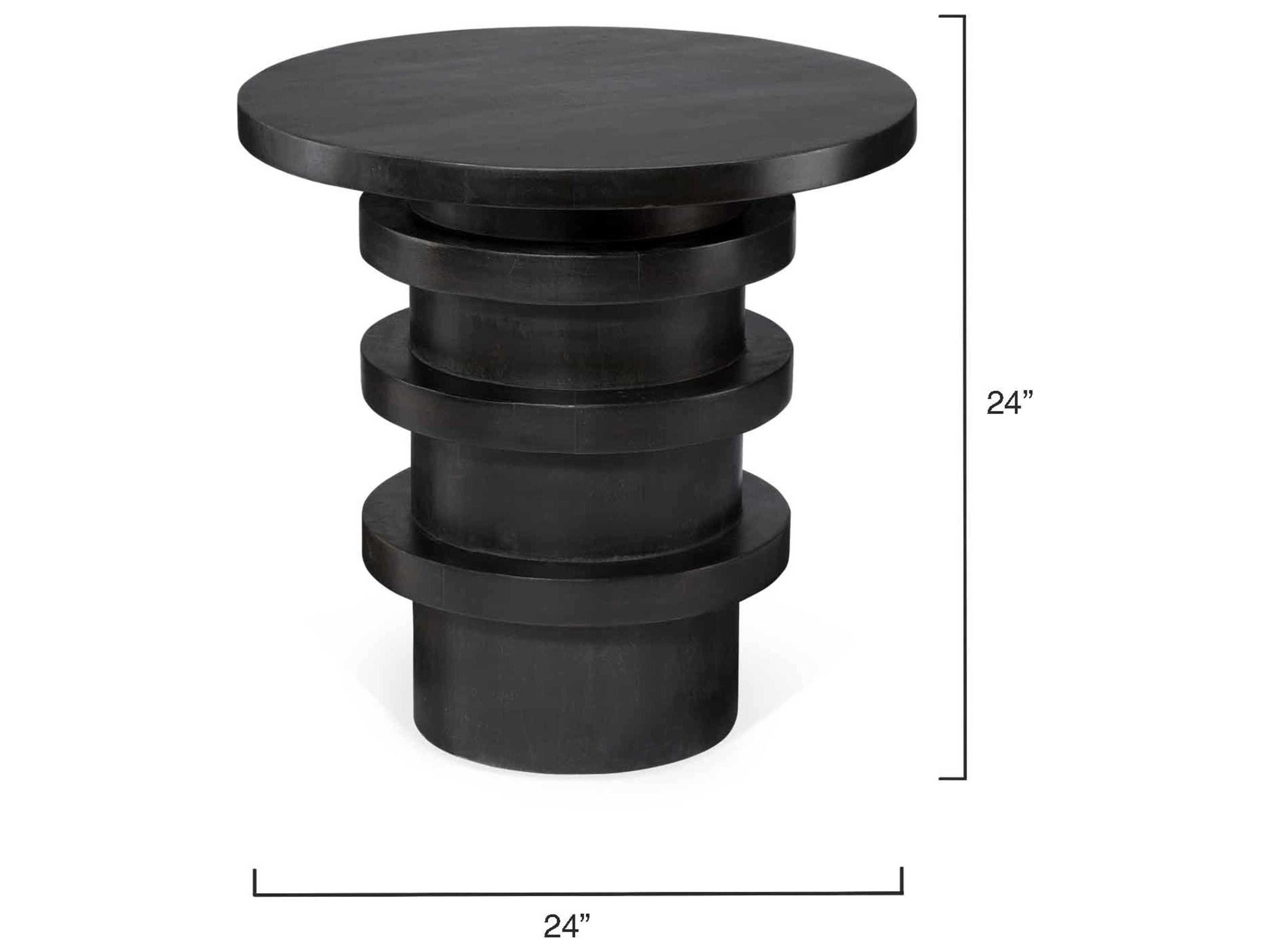 Jamie Young Revolve Round Wood Charcoal End Table