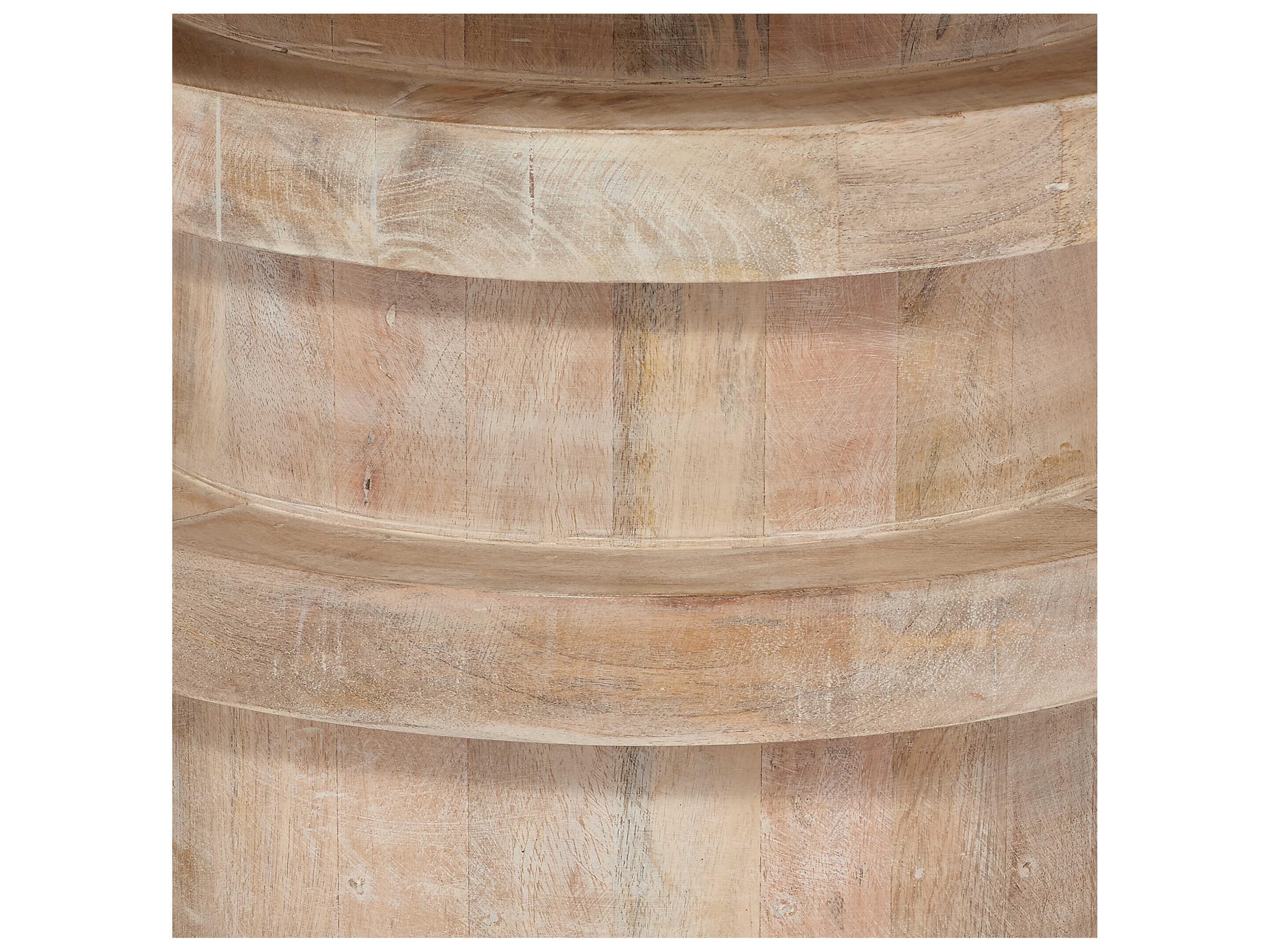 Jamie Young Revolve Round Wood White Washed End Table