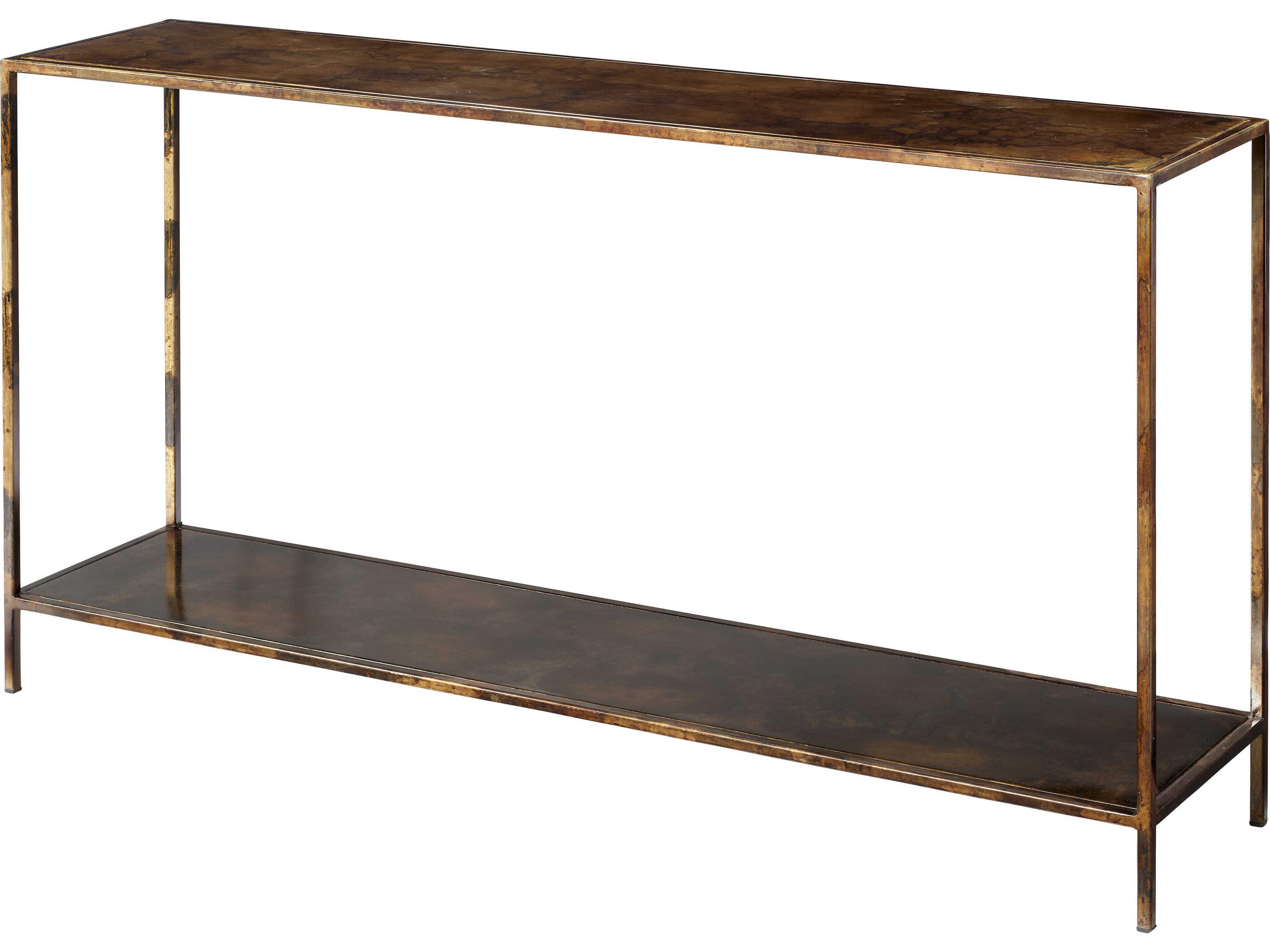 Royal Rectangular Metal Console Table in Acid Washed Iron