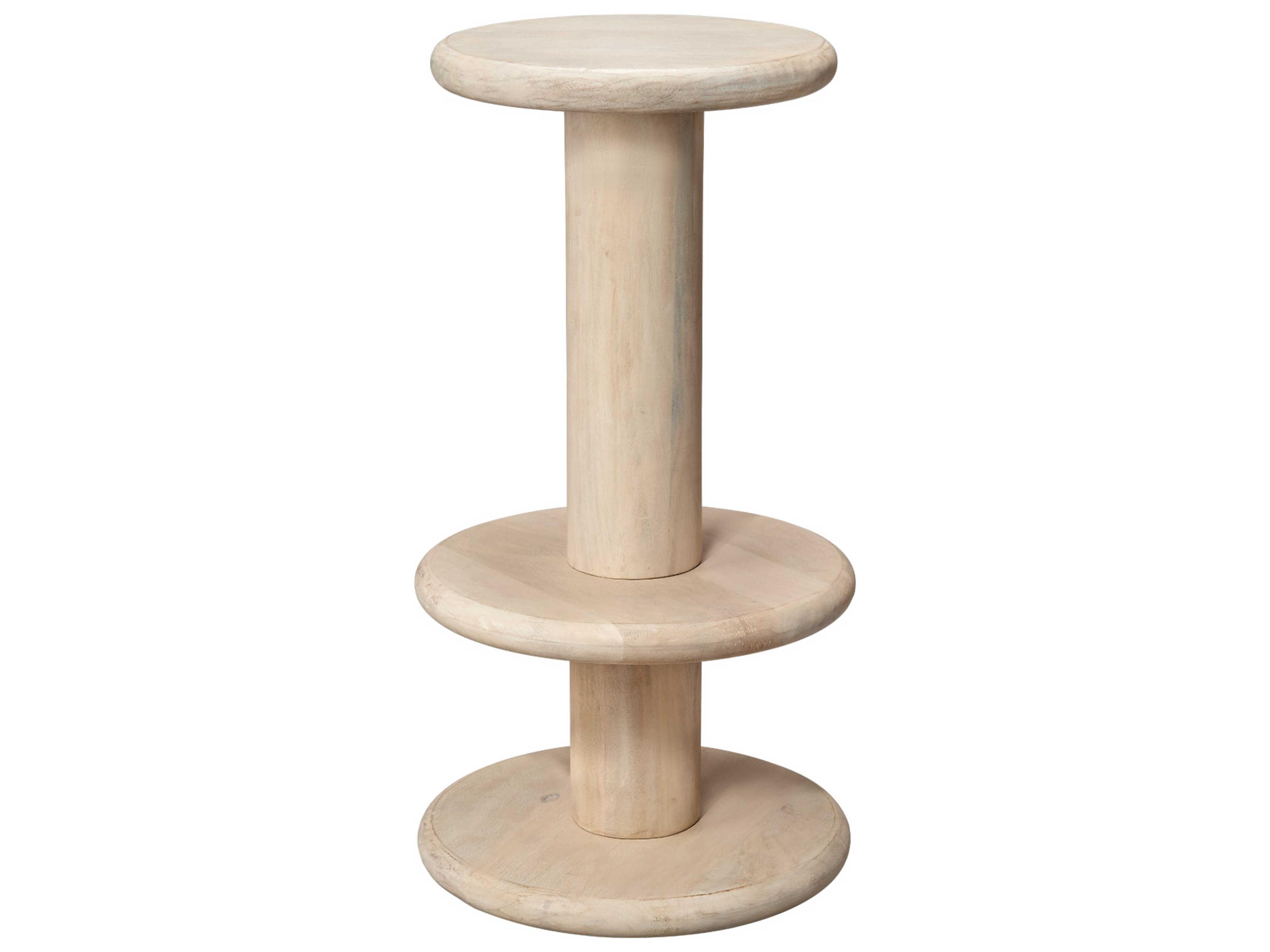 Rye Contemporary Bar Stool in White Bleached Mango Wood