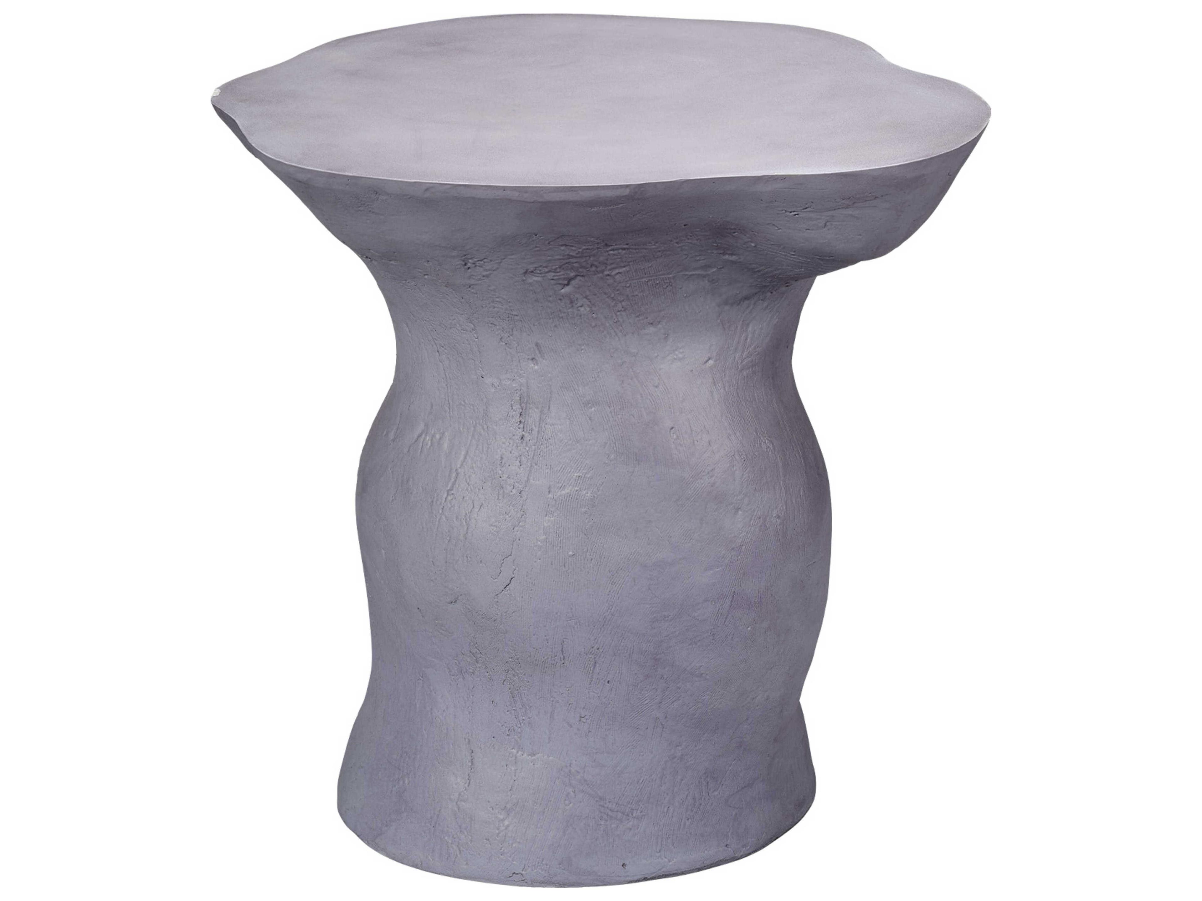 Sculpt Fiberglass Steel Grey Side Table