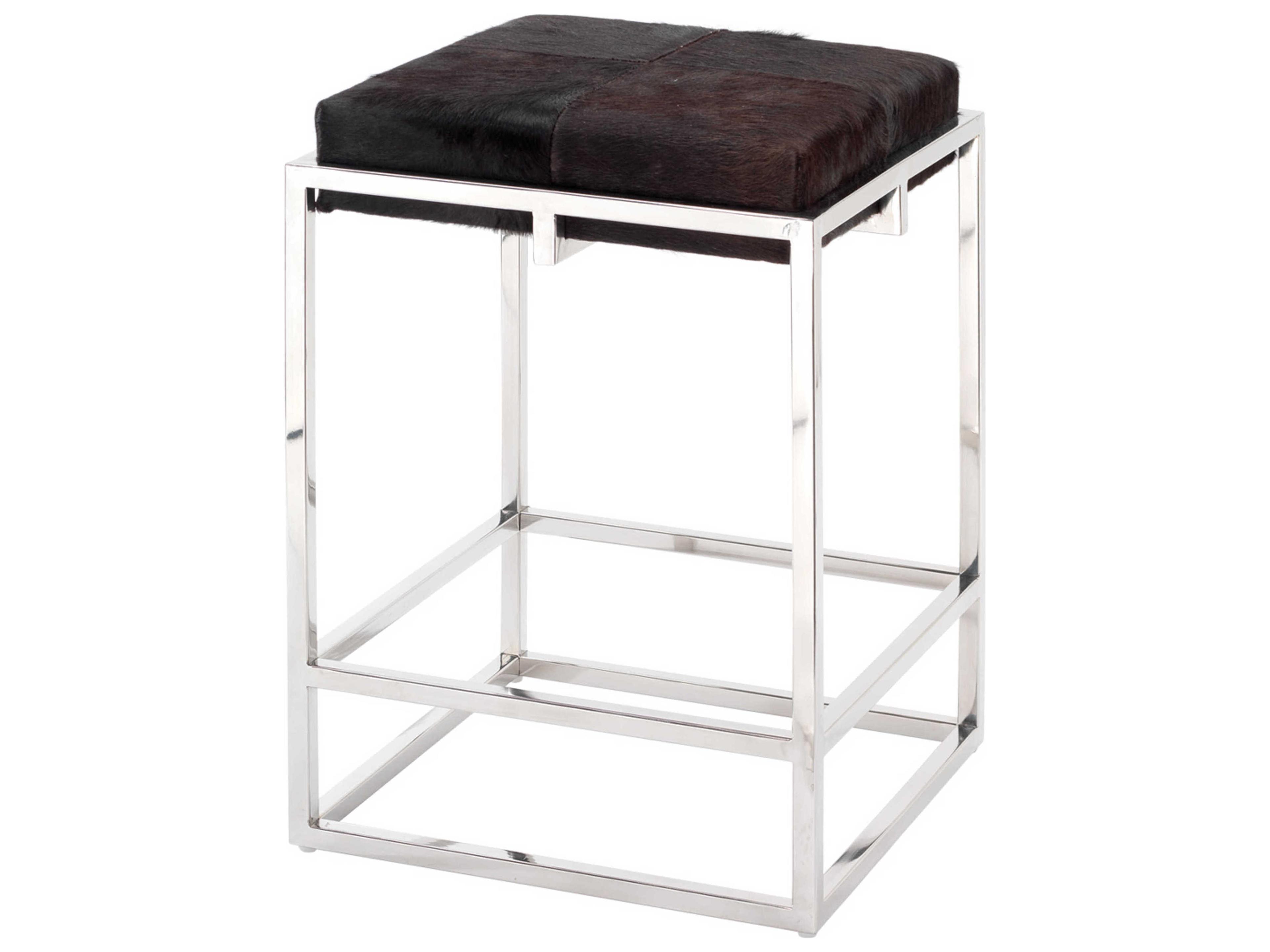 Shelby Leather Espresso Hide Nickel Metal Counter Stool