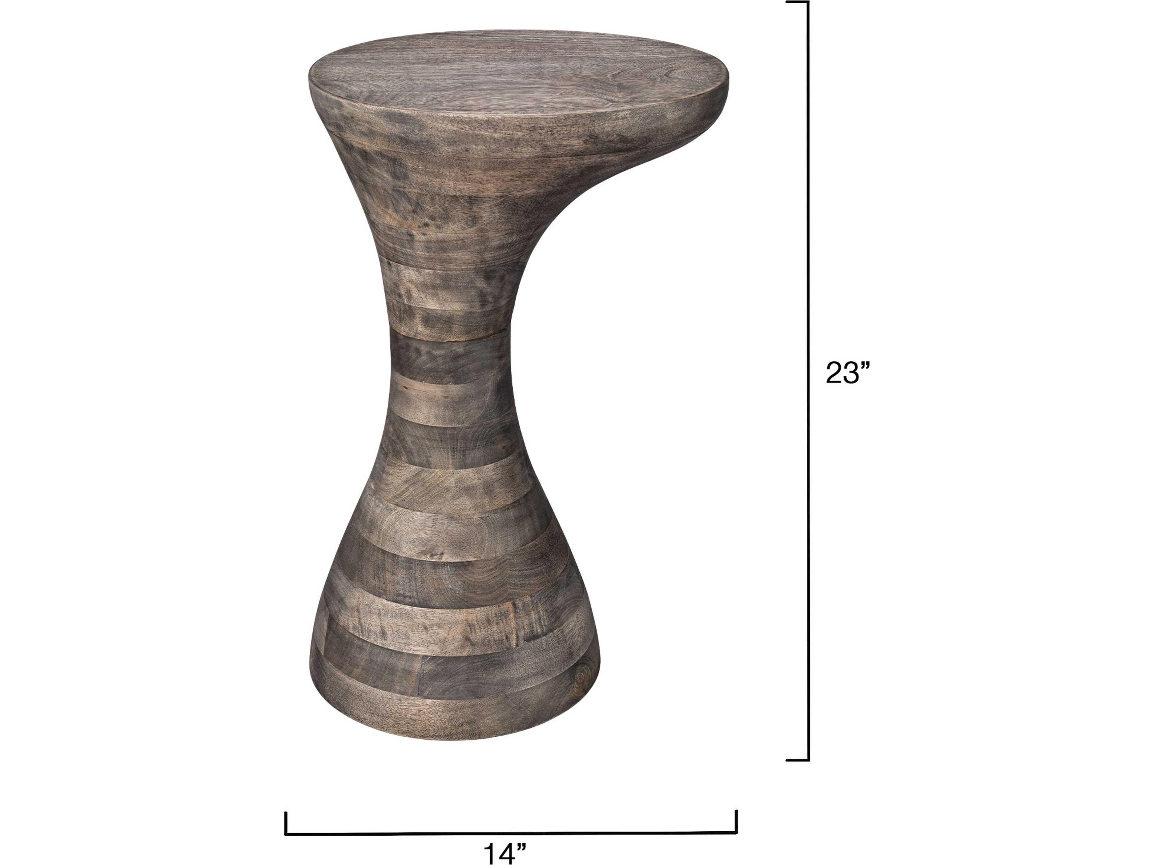 Jamie Young Toadstool Round Wood Grey End Table