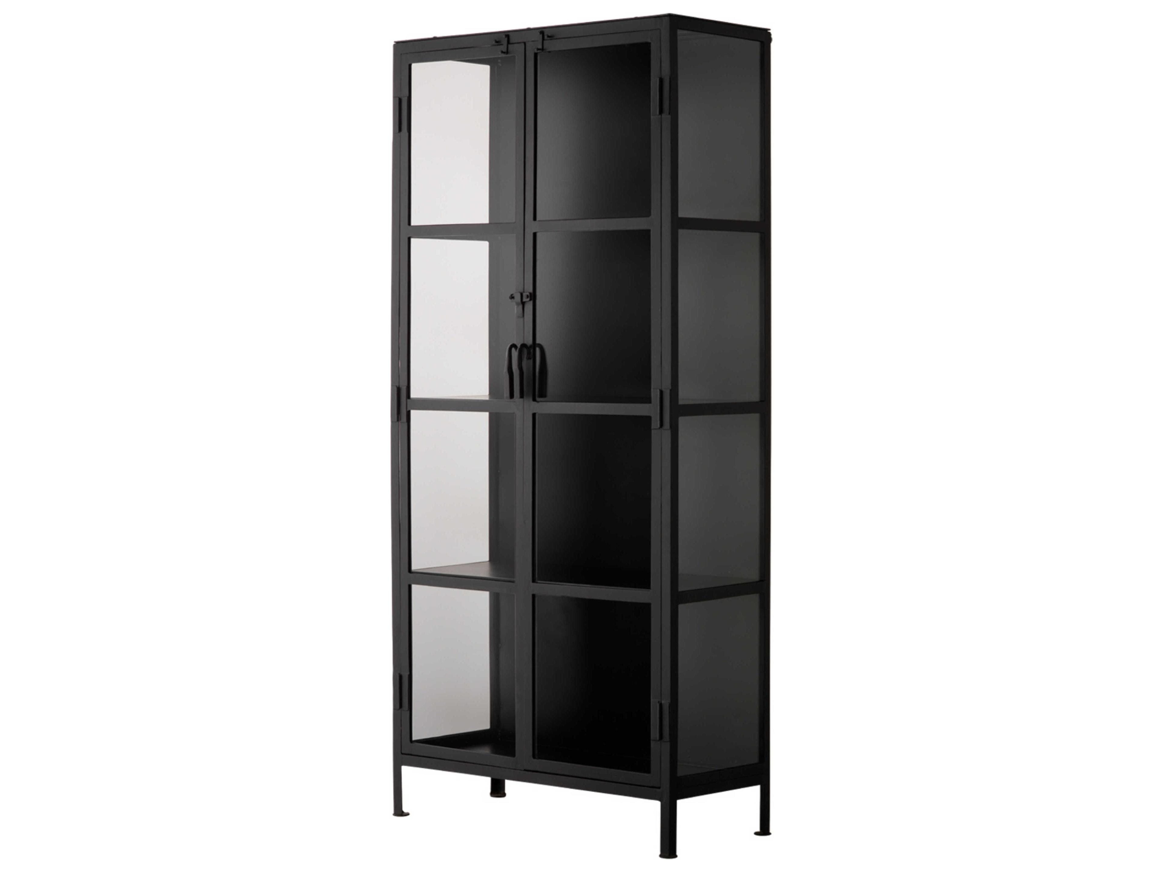 Black Iron & Clear Glass Curio Display Cabinet