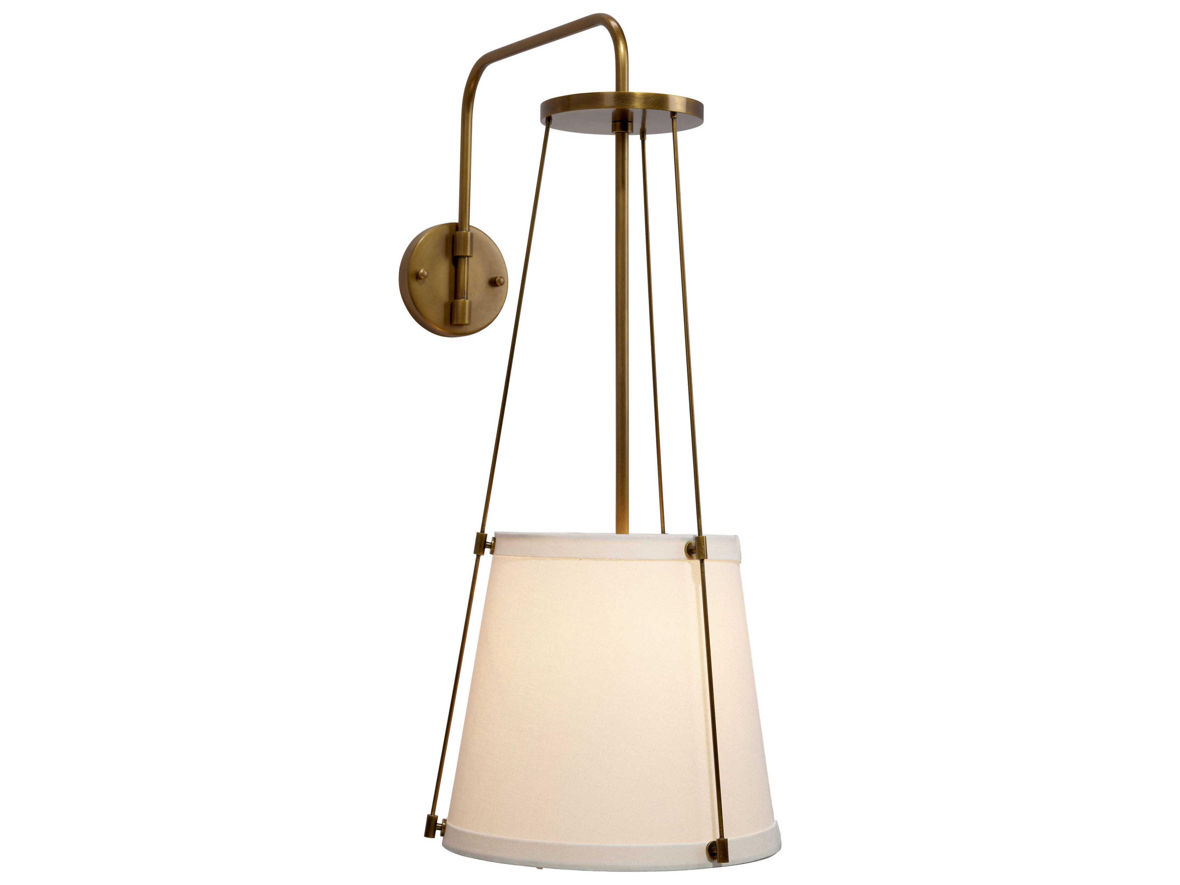 Jamie Young California 1-Light Antique Brass With Off White Linen Wall Sconce