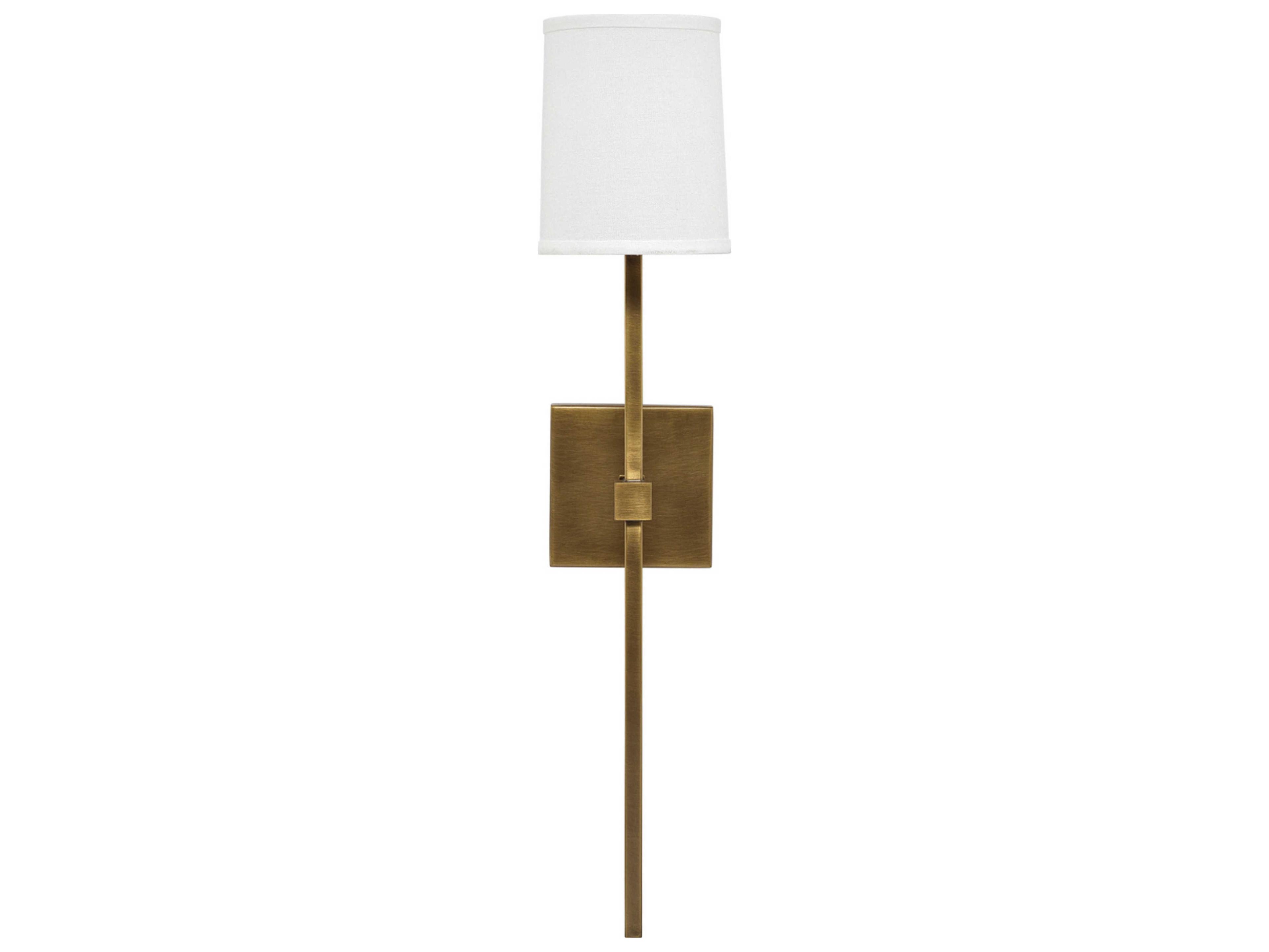 Minerva 1-Light Antique Brass White Linen Wall Sconce
