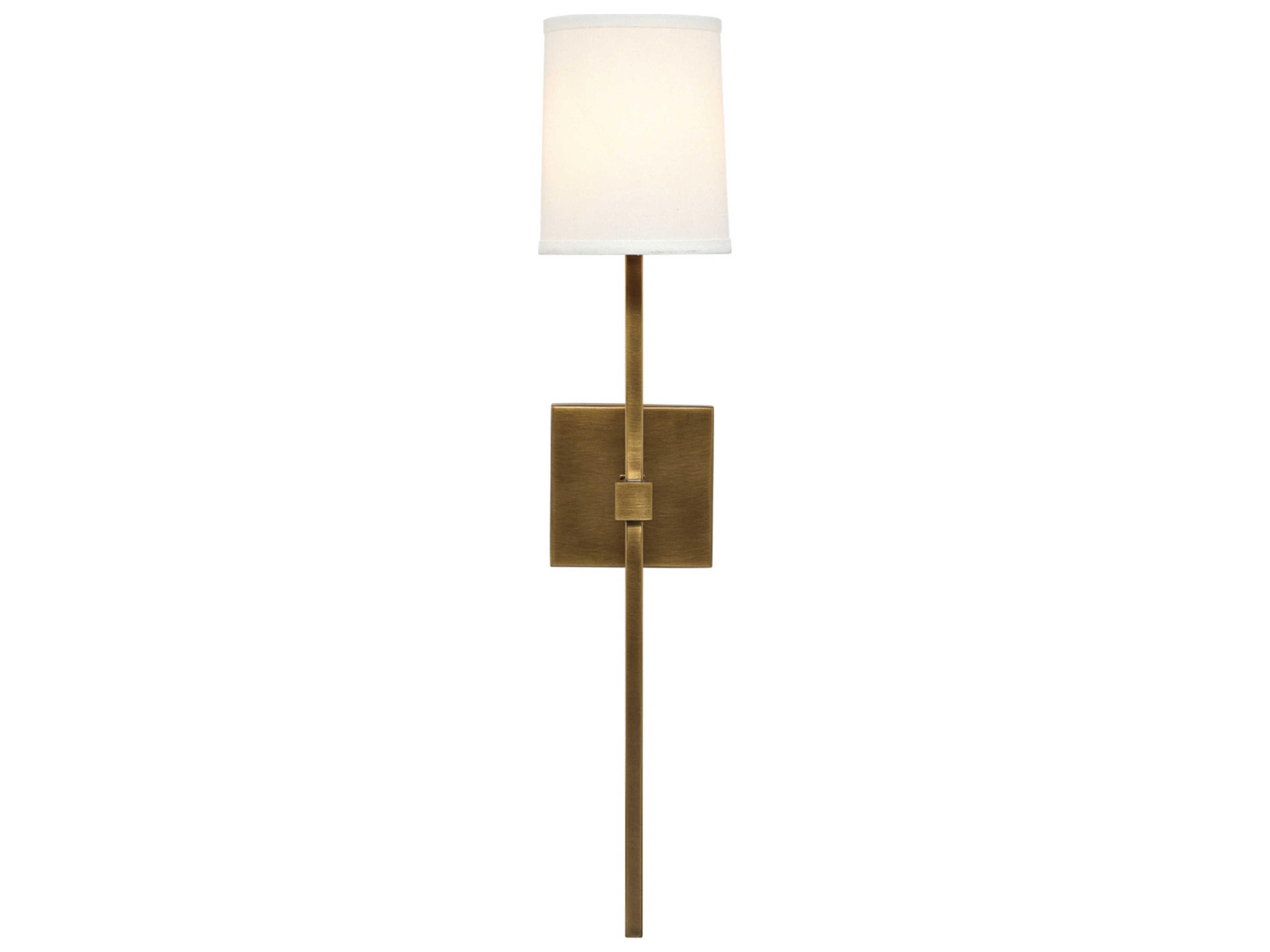 Jamie Young Minerva 1-Light Antique Brass White Linen Wall Sconce