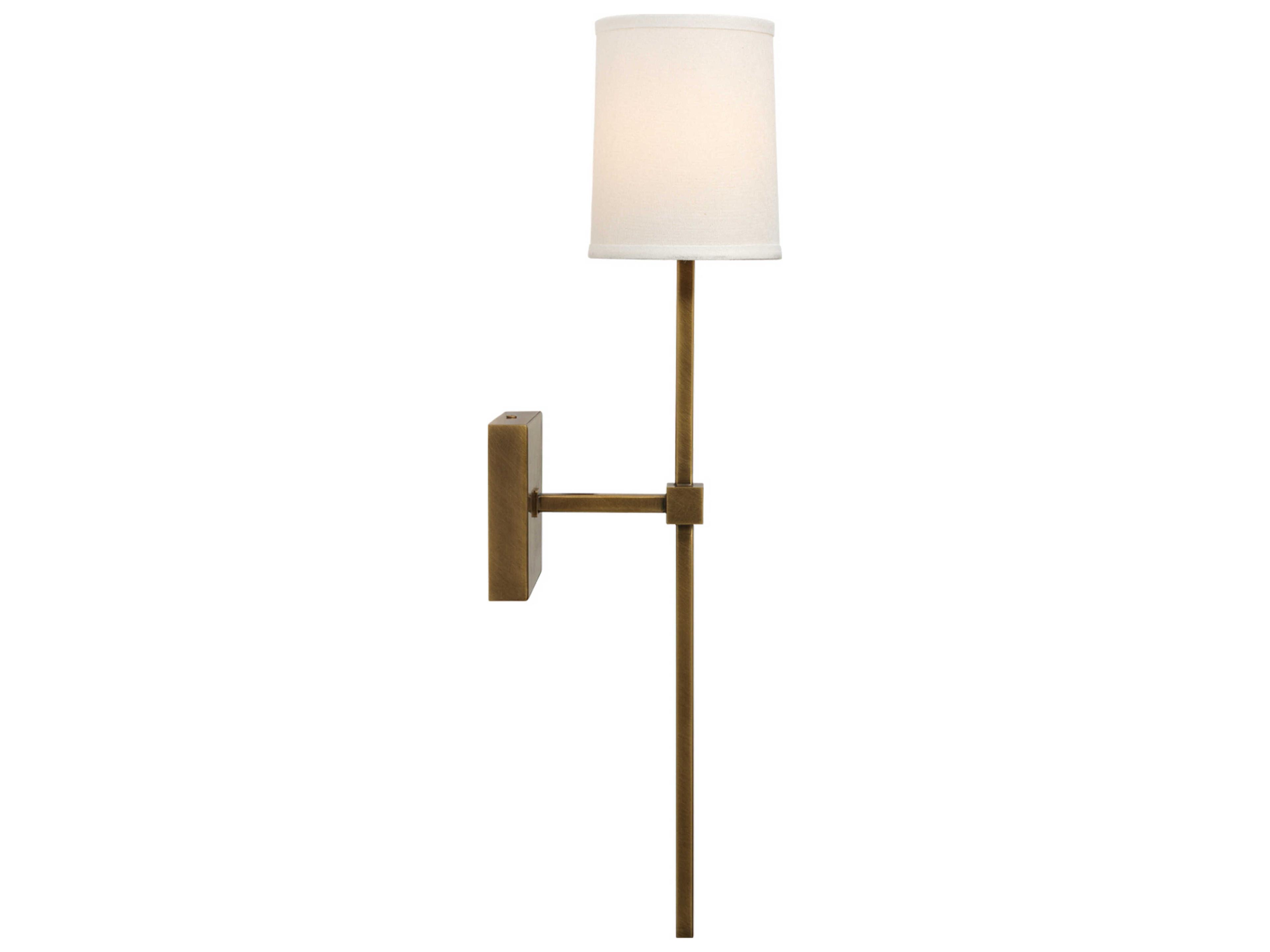 Jamie Young Minerva 1-Light Antique Brass White Linen Wall Sconce