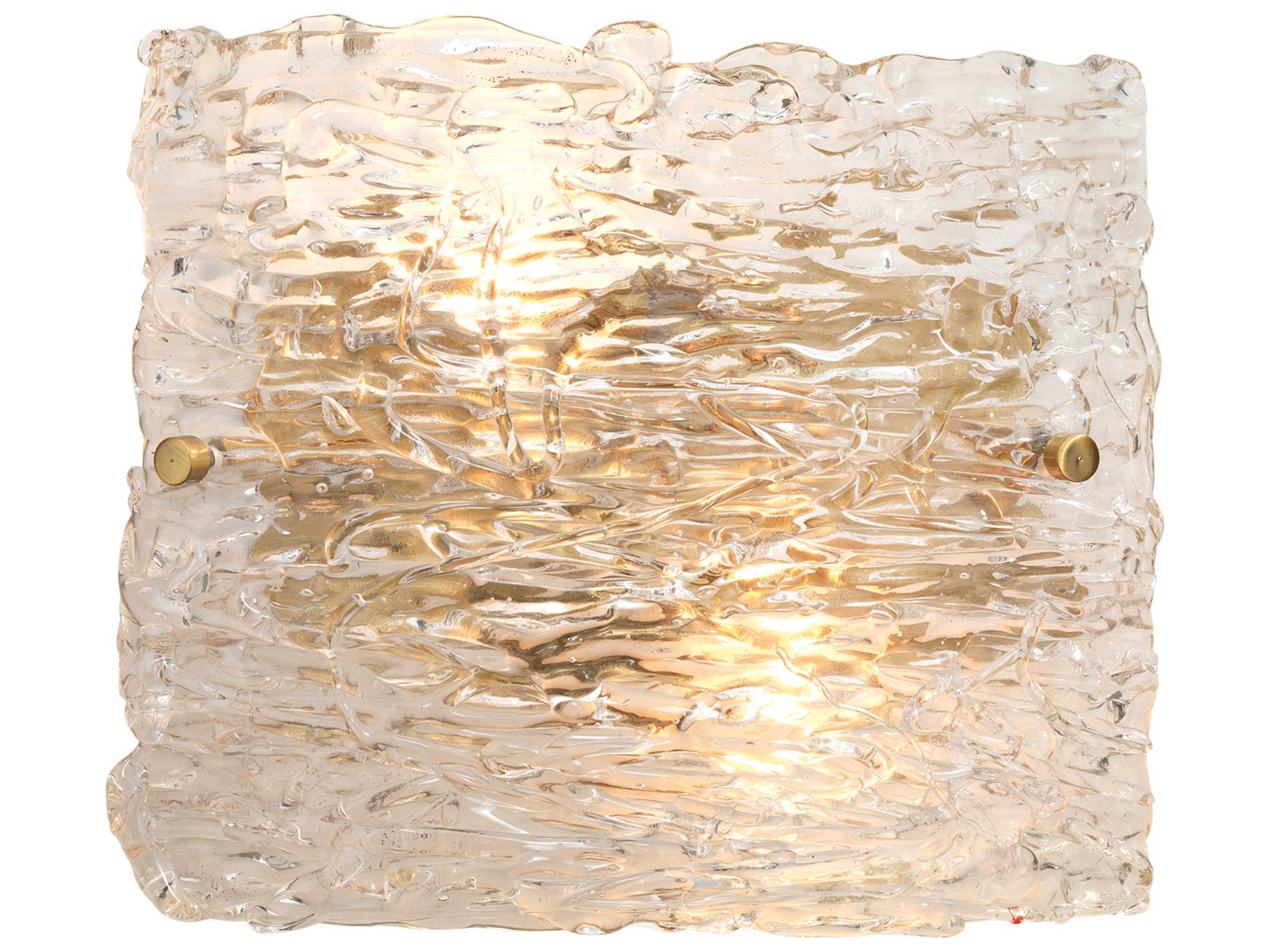 Jamie Young 2-Light Clear Textured Glass Antique Brass Wall Sconce