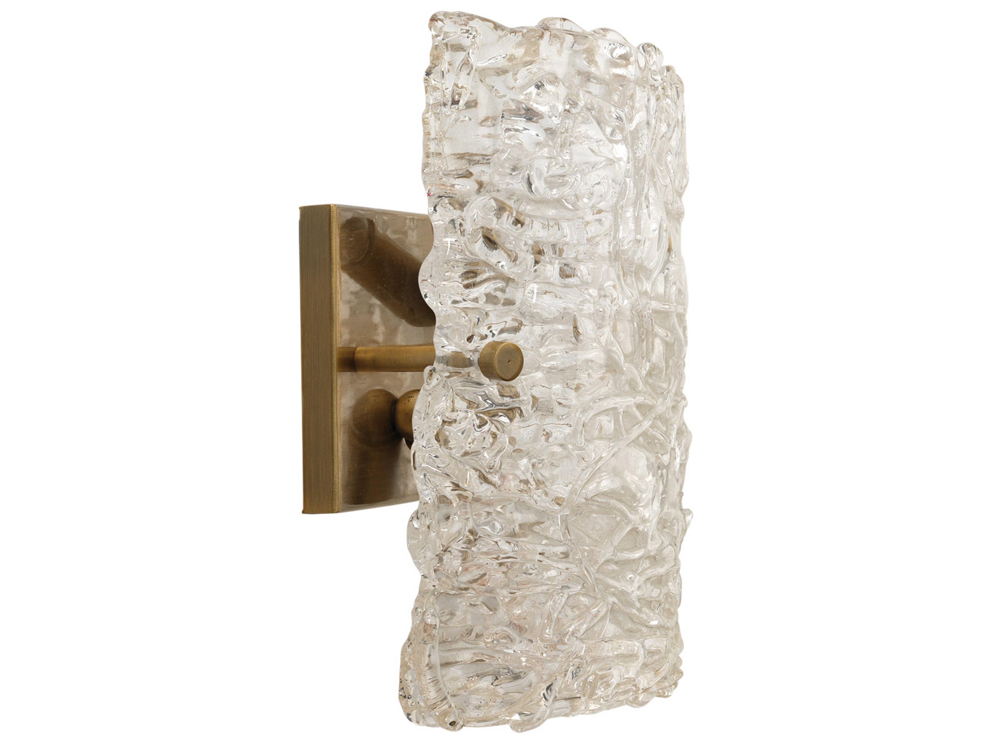 Jamie Young 2-Light Clear Textured Glass Antique Brass Wall Sconce