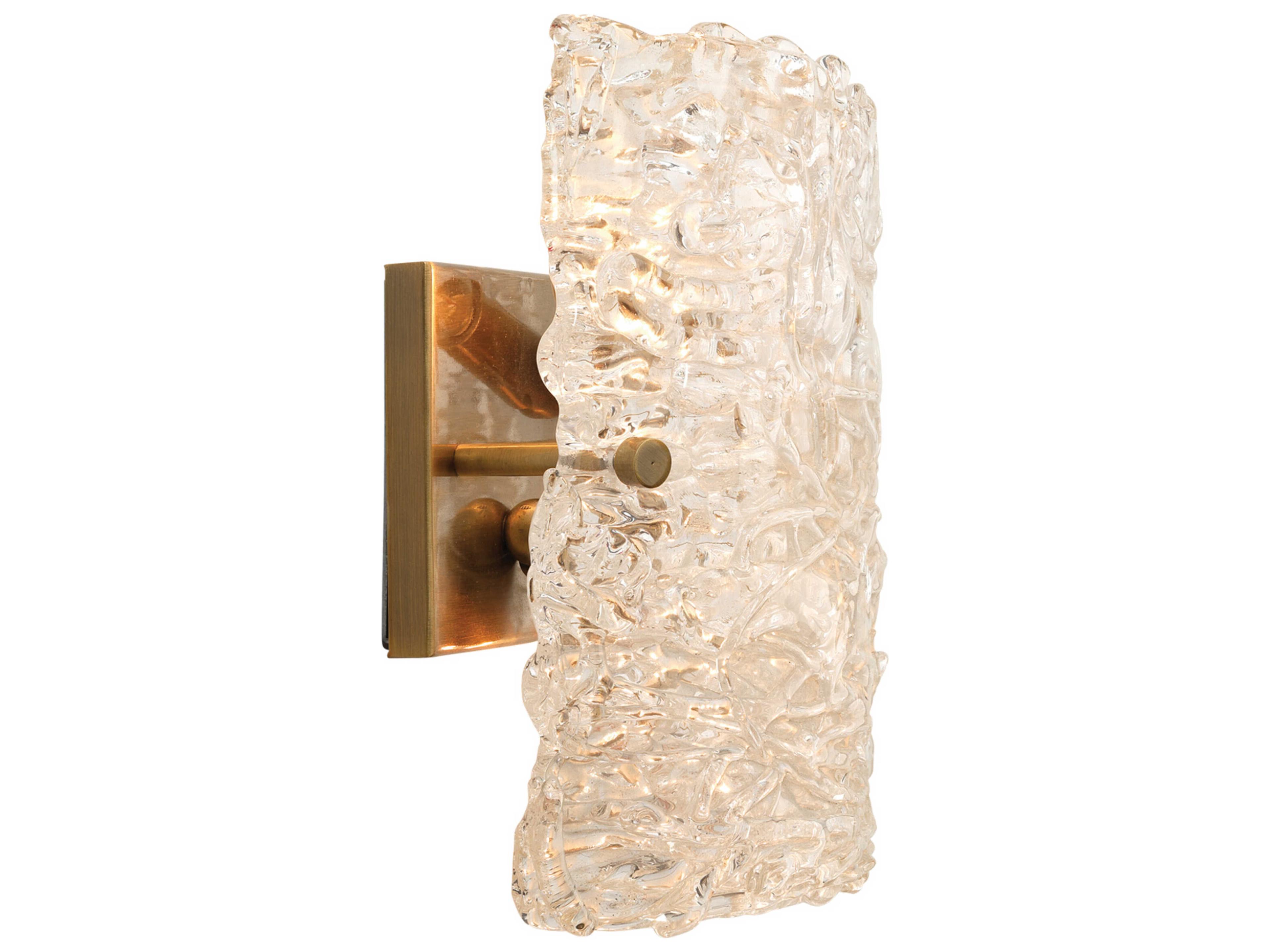 Jamie Young 2-Light Clear Textured Glass Antique Brass Wall Sconce