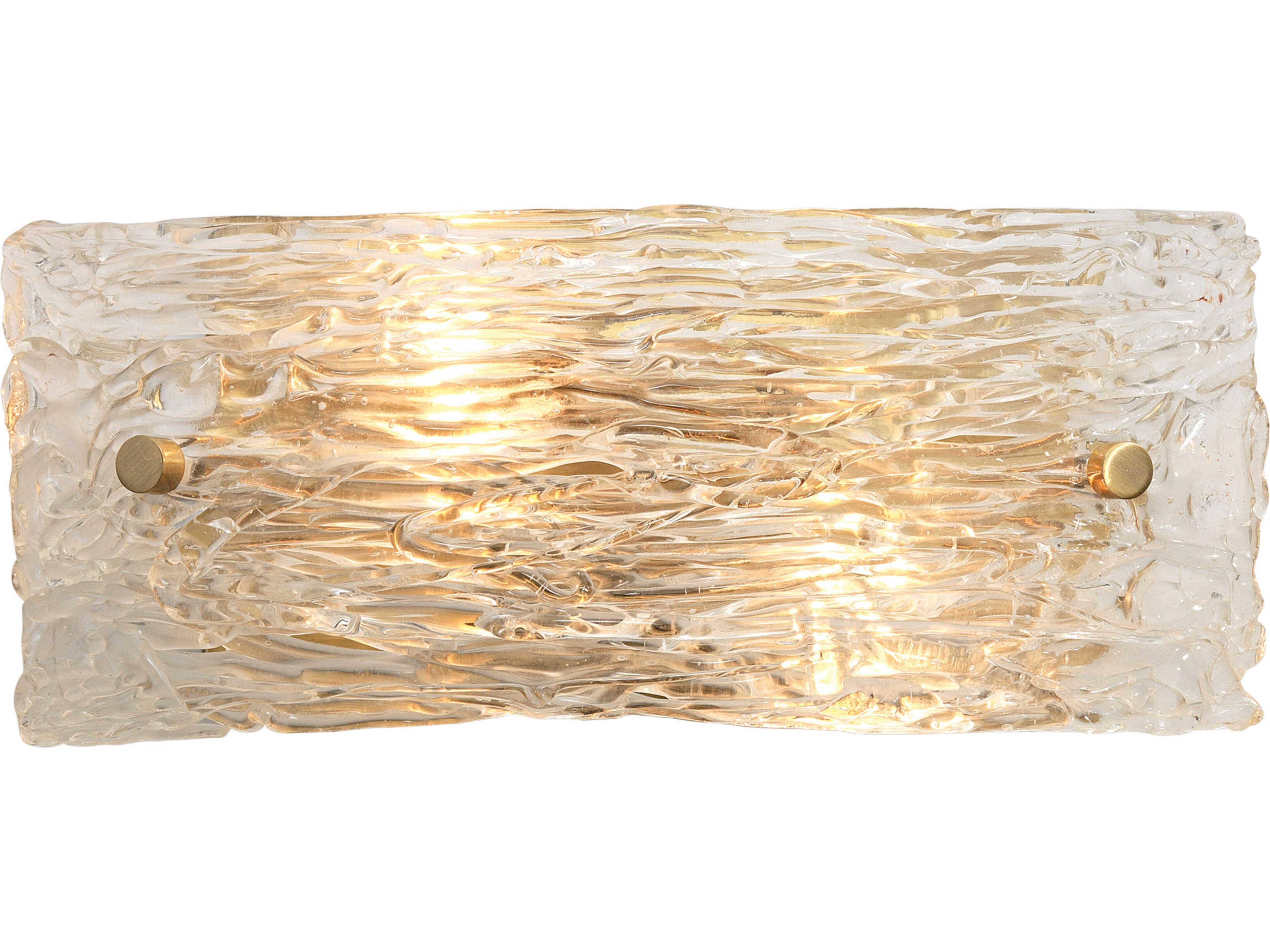 Jamie Young 2-Light Clear Textured Glass Antique Brass Wall Sconce
