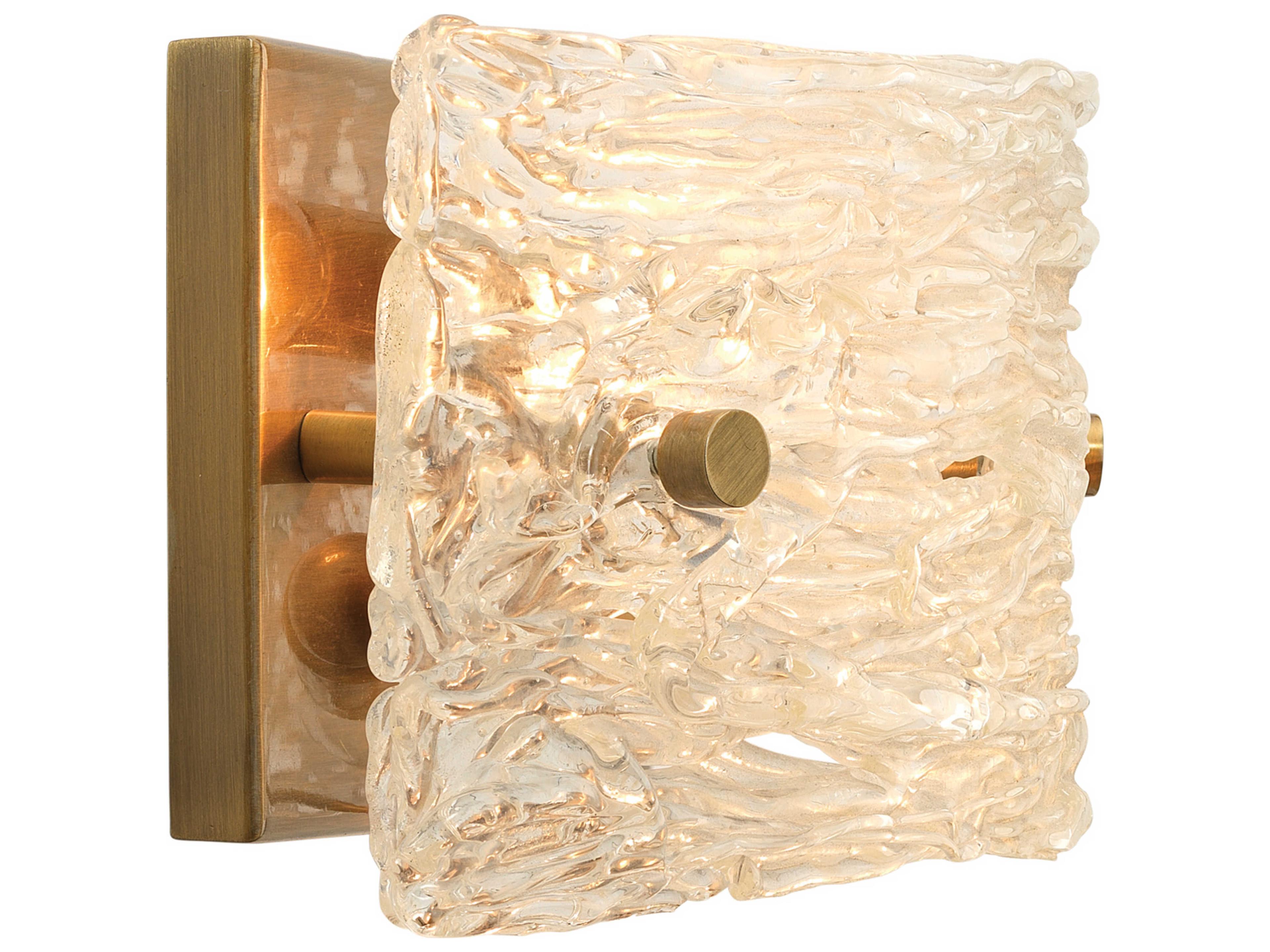 Jamie Young 2-Light Clear Textured Glass Antique Brass Wall Sconce