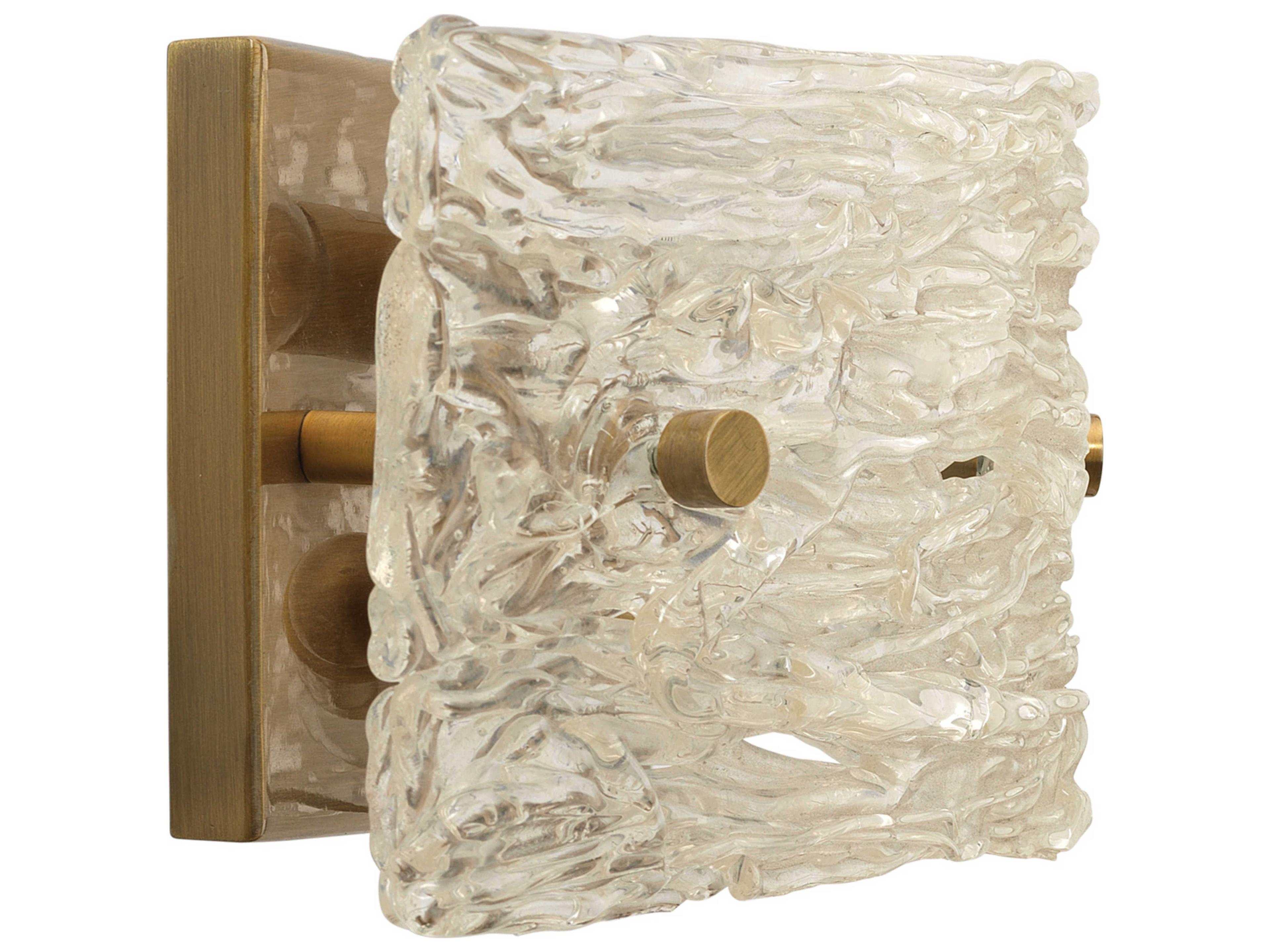 Jamie Young 2-Light Clear Textured Glass Antique Brass Wall Sconce