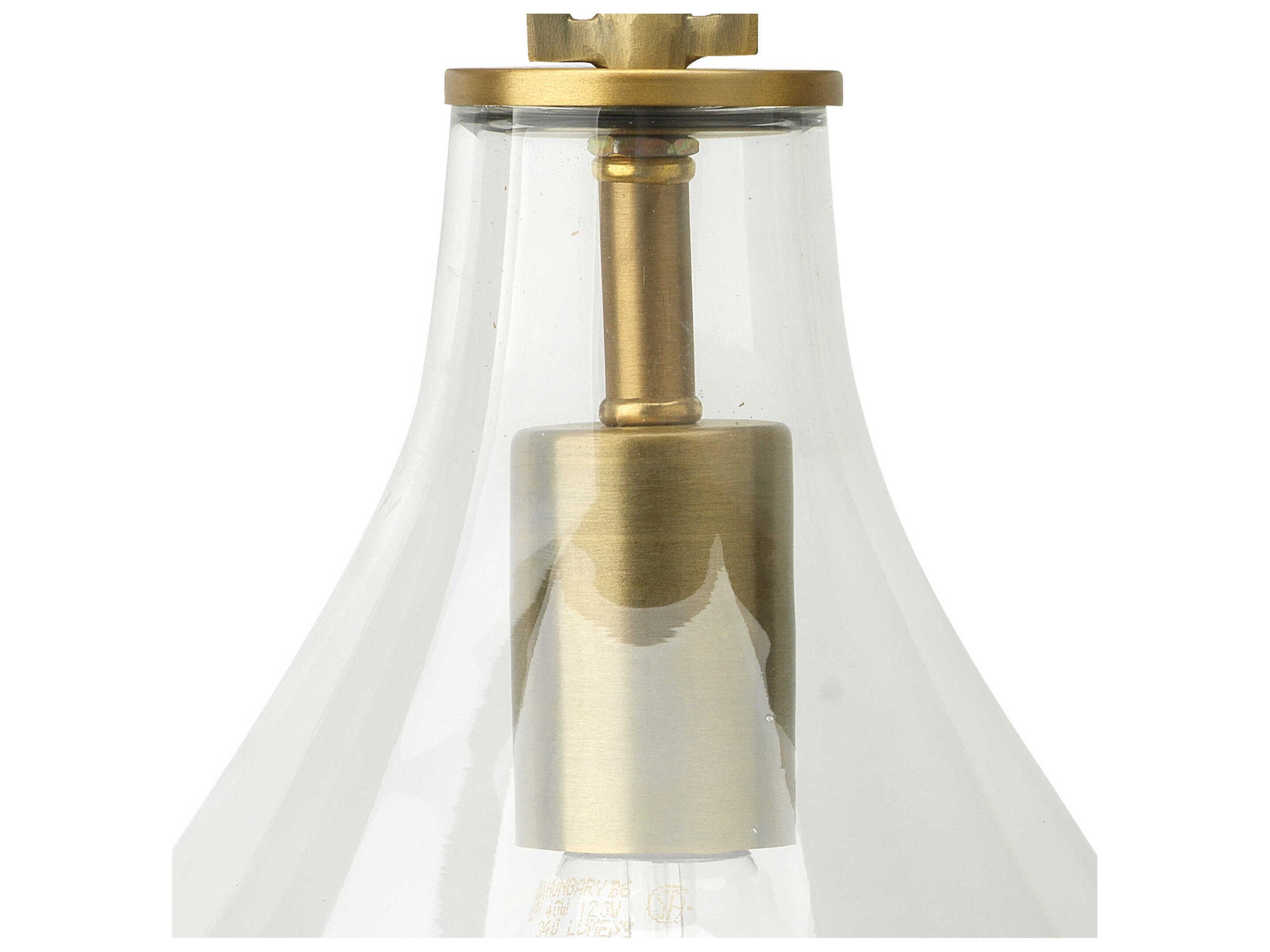 Jamie Young Tear Drop 1-Light Clear Glass Antique Brass Wall Sconce