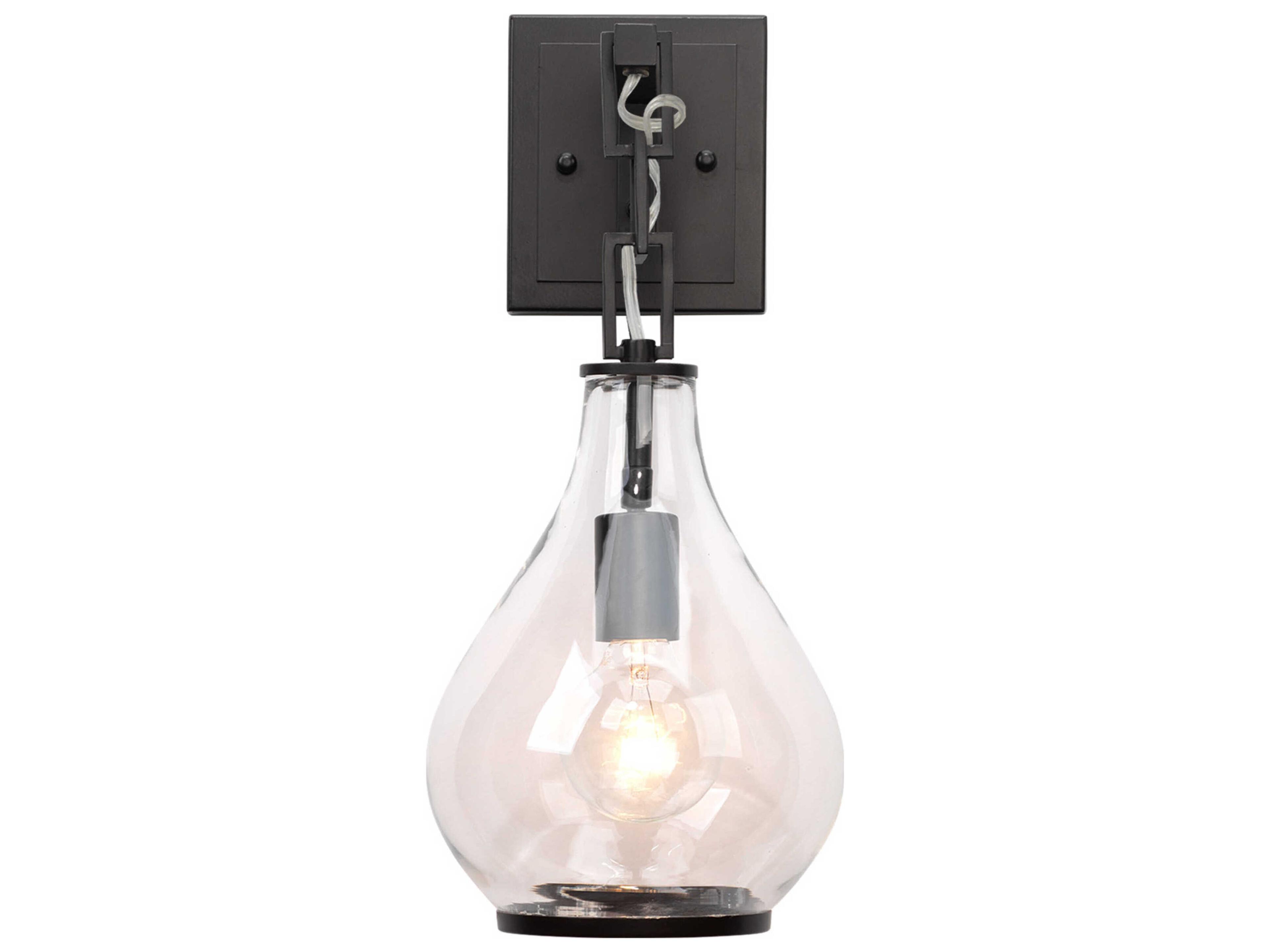 Jamie Young Tear Drop 1-Light Clear Glass Oil Rubbed Bronze Wall Sconce