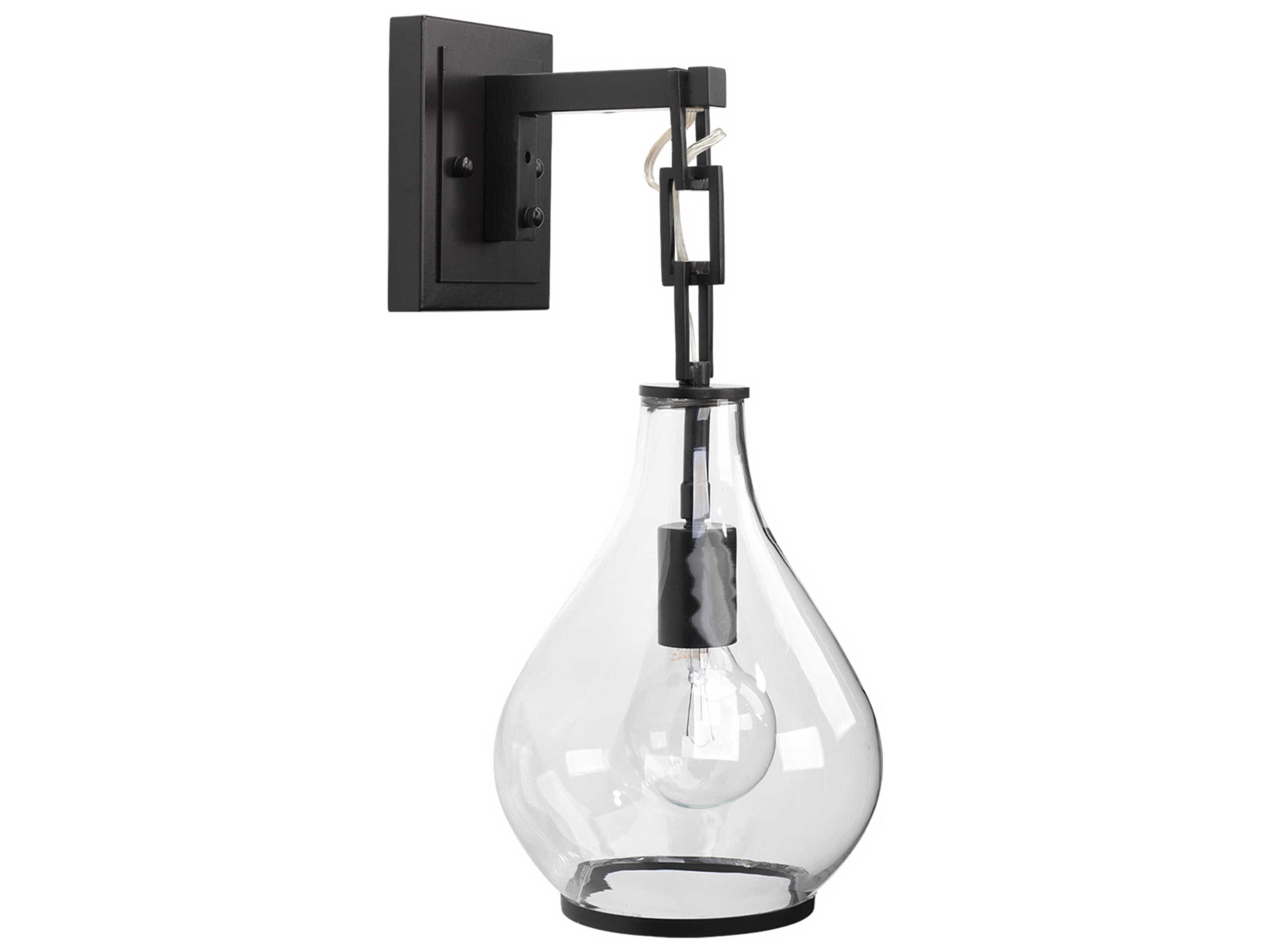 Jamie Young Tear Drop 1-Light Clear Glass Oil Rubbed Bronze Wall Sconce