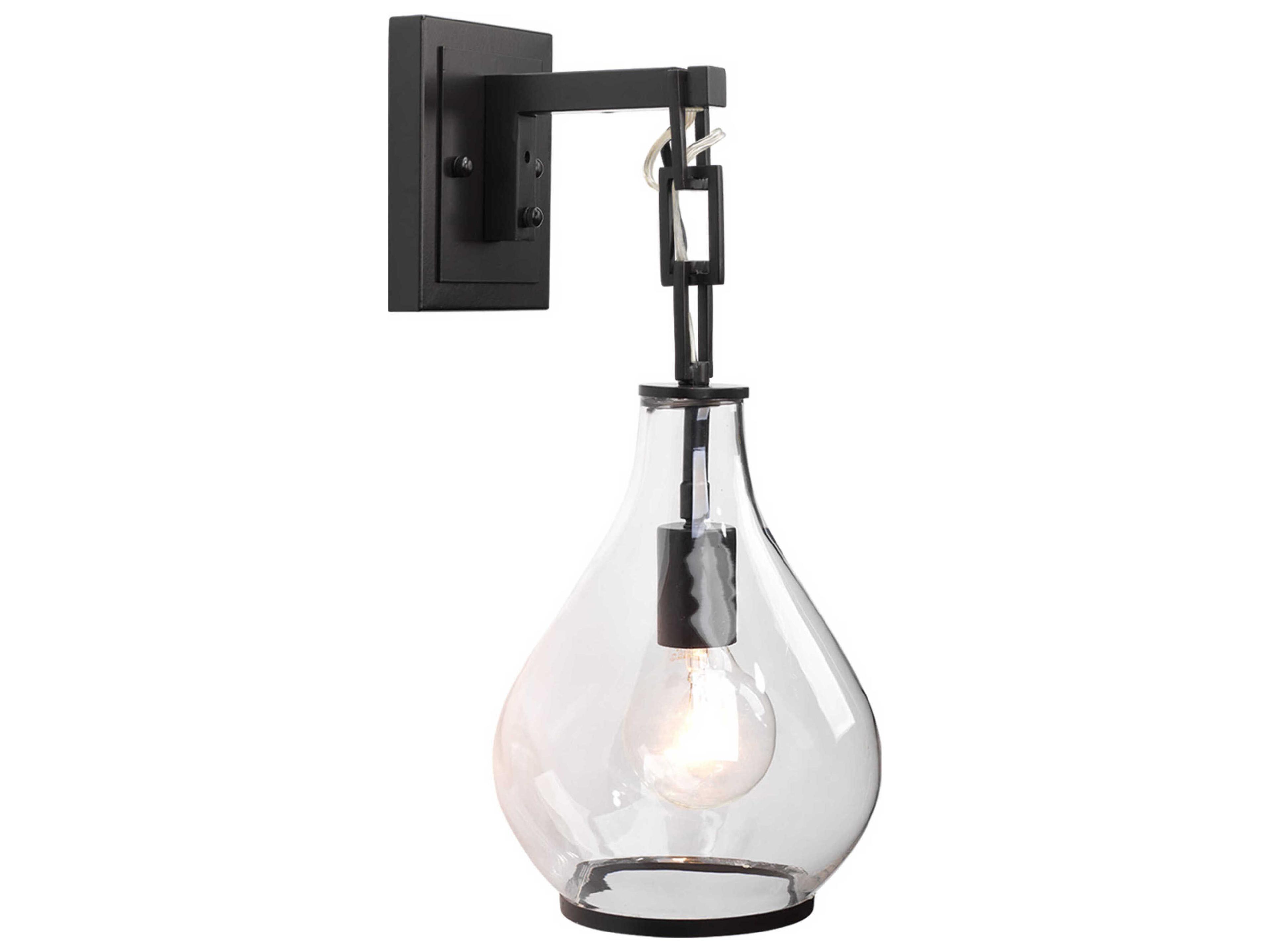 Jamie Young Tear Drop 1-Light Clear Glass Oil Rubbed Bronze Wall Sconce