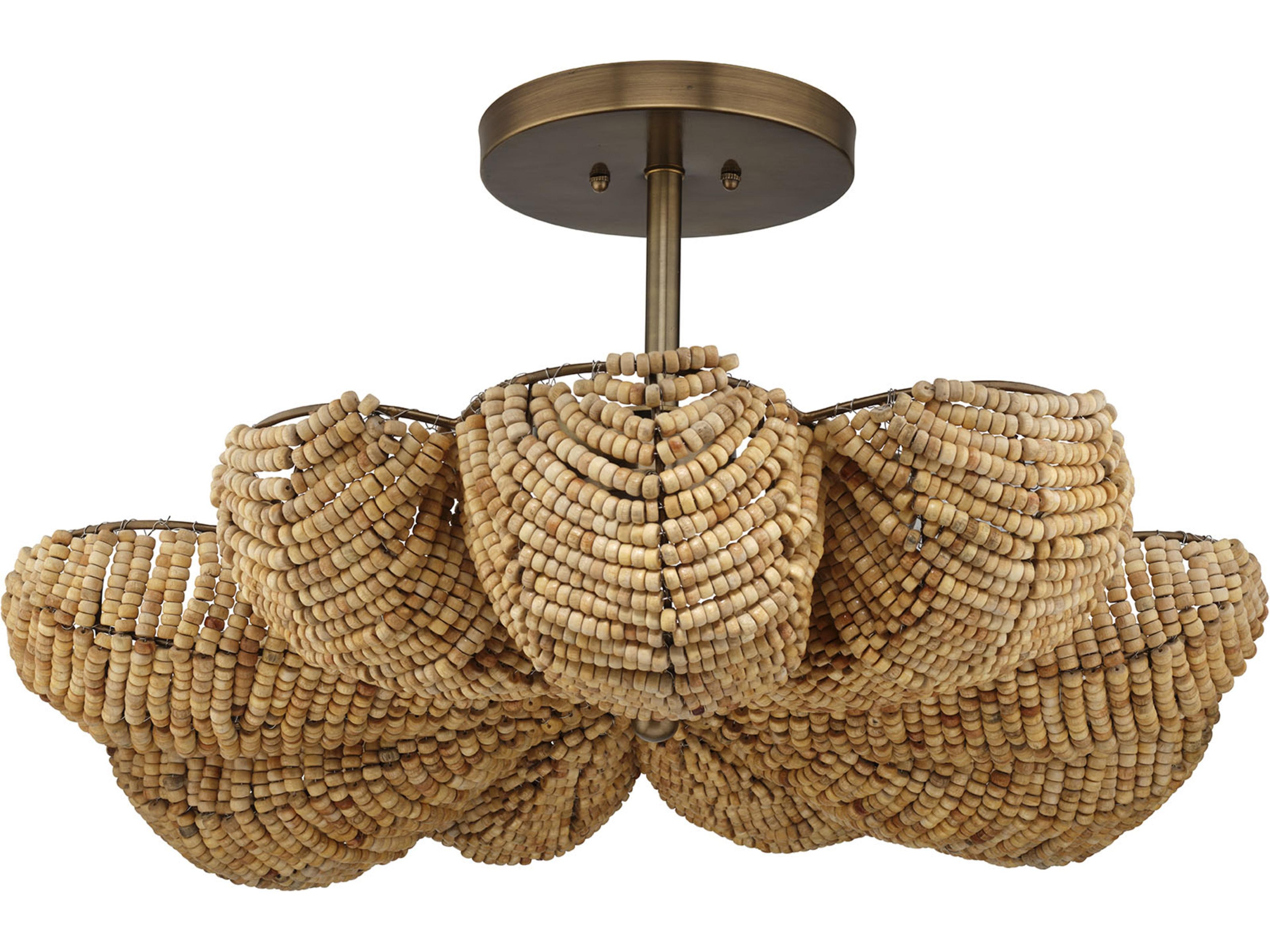 Anguilla 3-Light Brass Semi Flush Mount