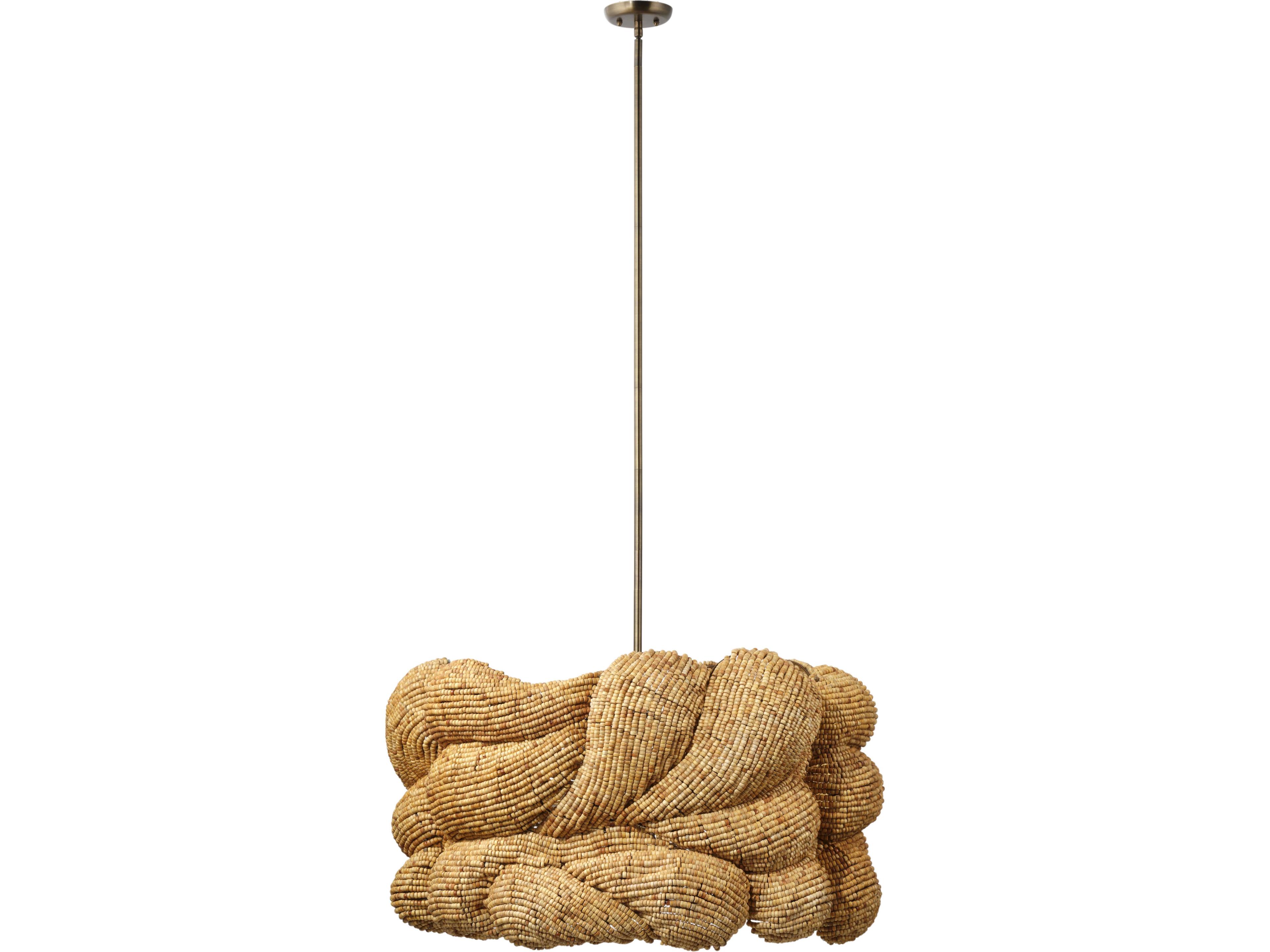 Anguilla 6-Light Natural Brown Drum Round Chandelier