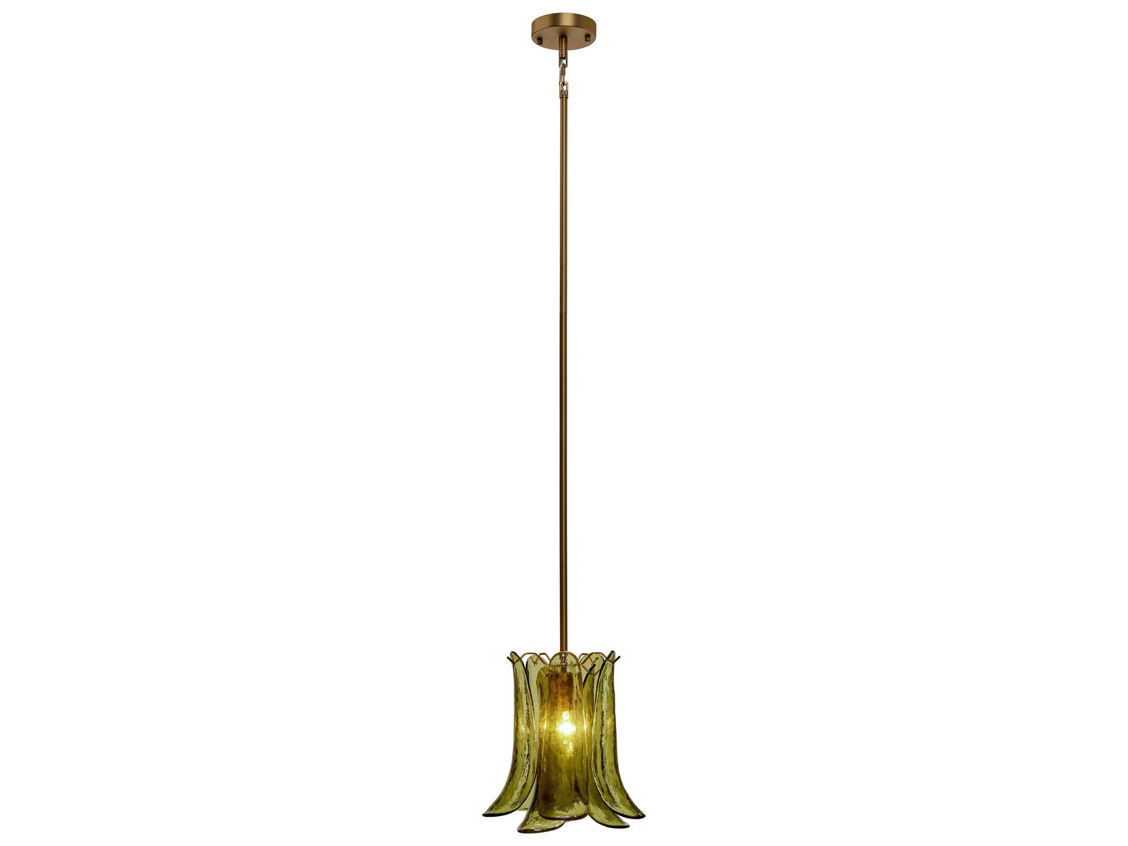 Jamie Young Cala 1-Light Smoke Green Brass Mini Pendant