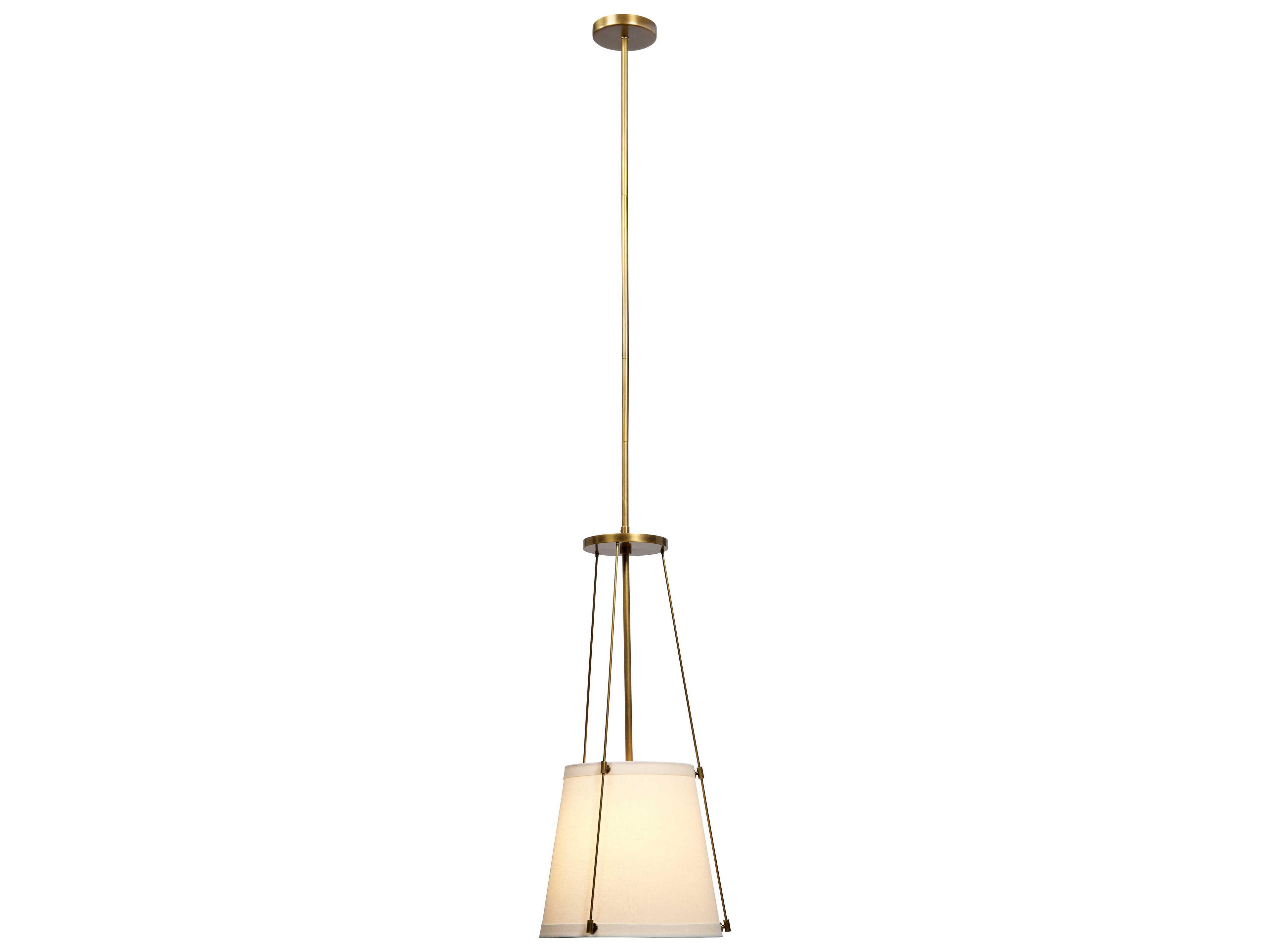 Jamie Young California 1-Light Antique Brass With Off White Linen Dome Pendant
