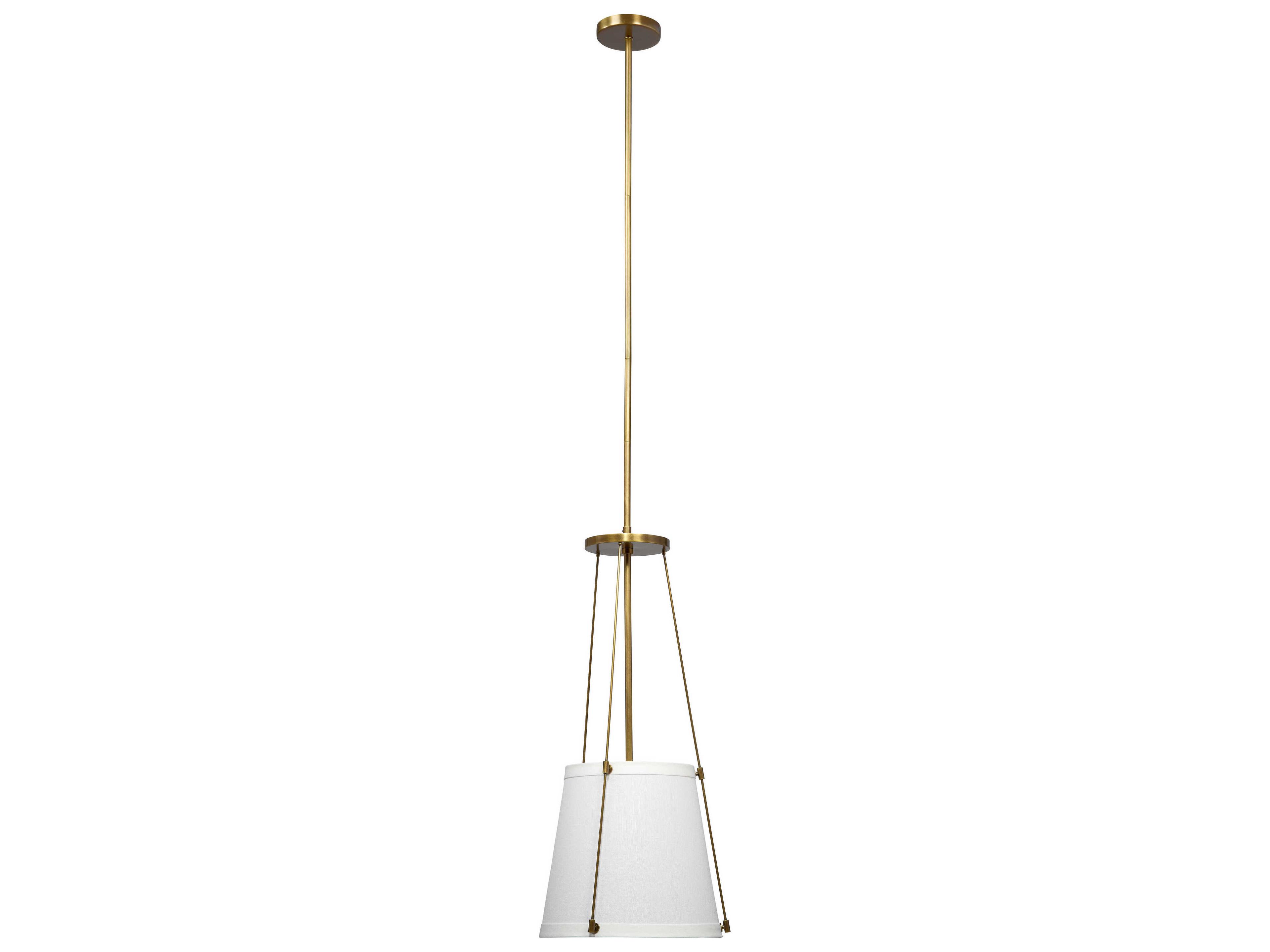 Jamie Young California 1-Light Antique Brass With Off White Linen Dome Pendant