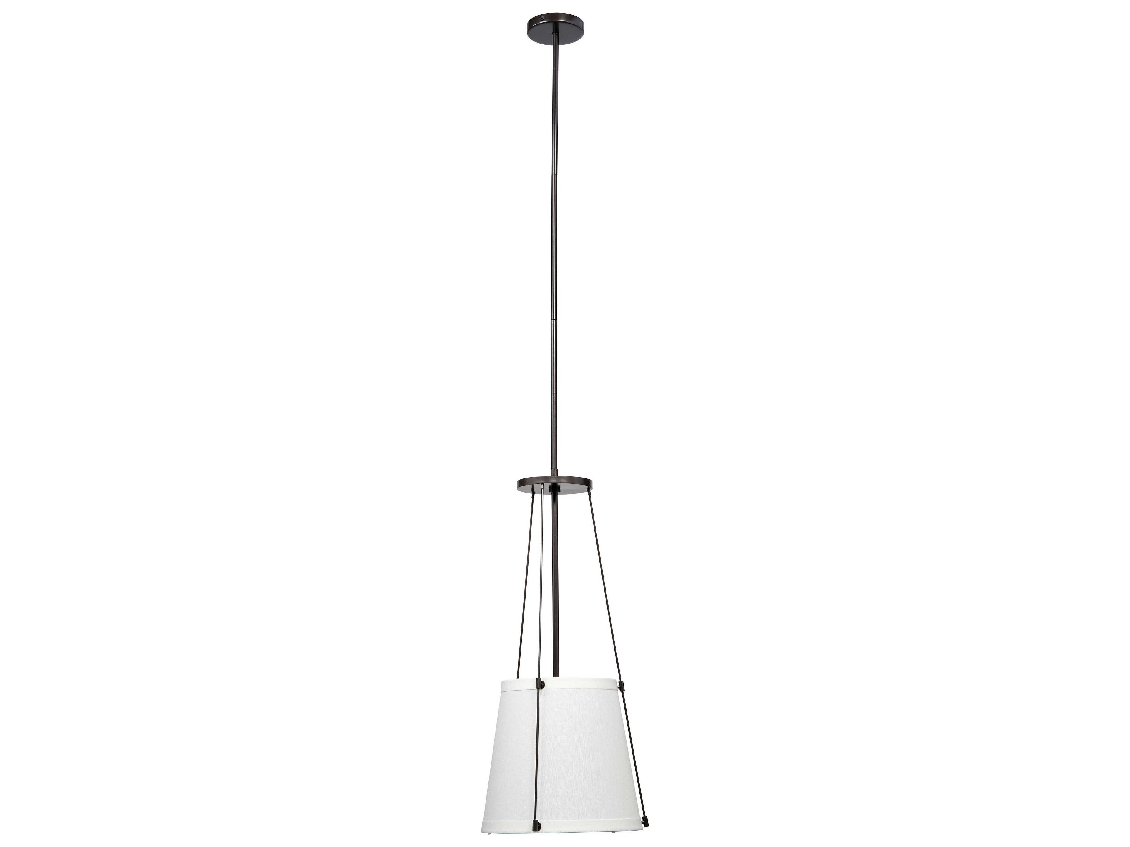 Jamie Young California 1-Light Oil Rubbed Bronze With Off White Linen Dome Mini Pendant