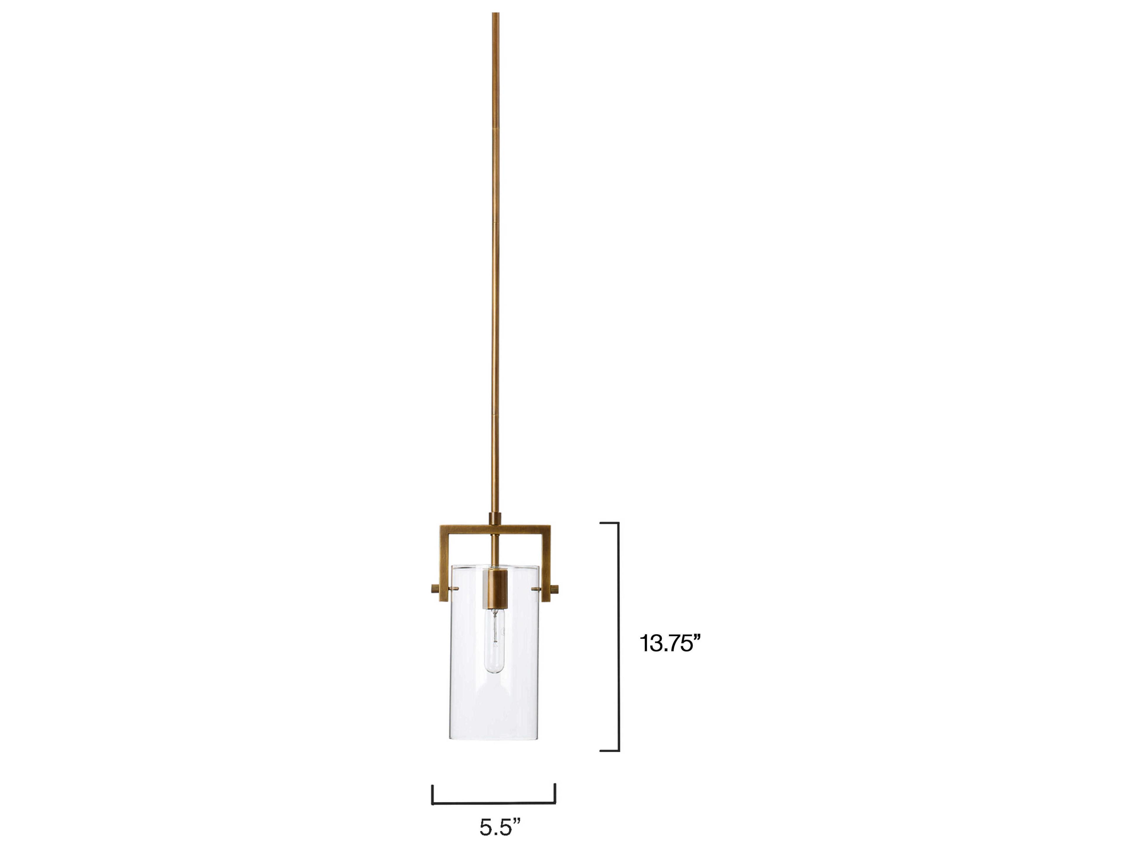 Jamie Young 1-Light Antique Brass And Clear Glass Cylinder Mini Pendant