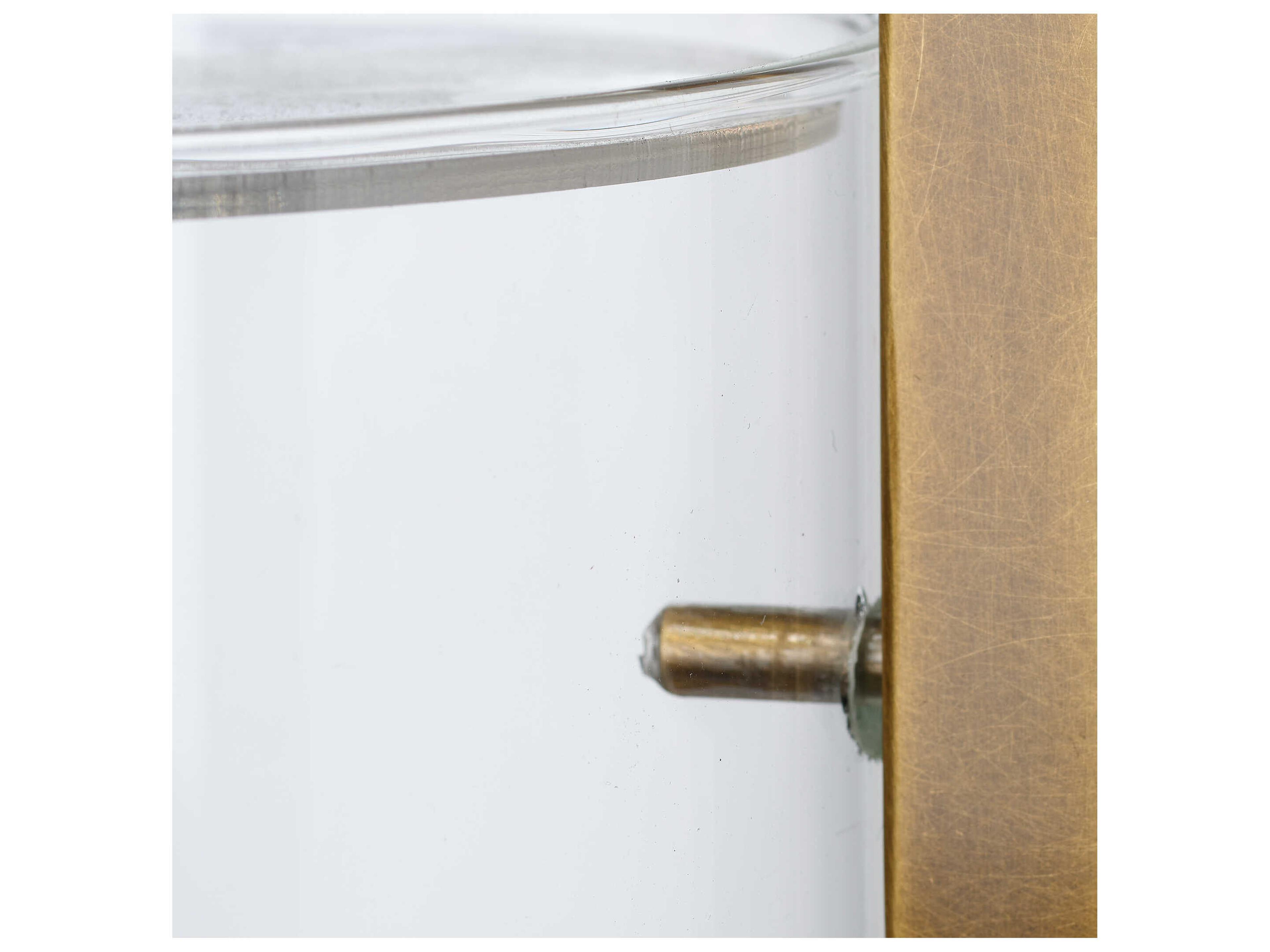 Jamie Young 1-Light Antique Brass And Clear Glass Cylinder Mini Pendant