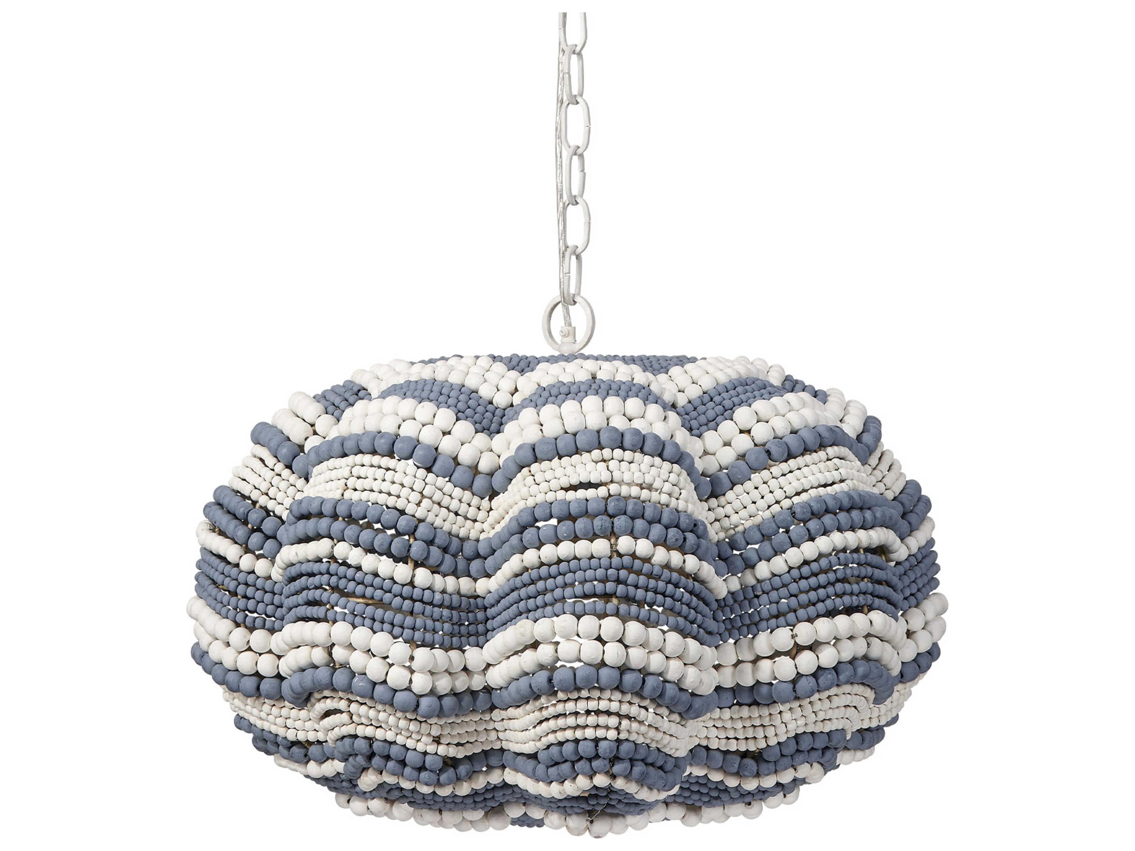 Clamshell 4-Light Blue White Chandelier