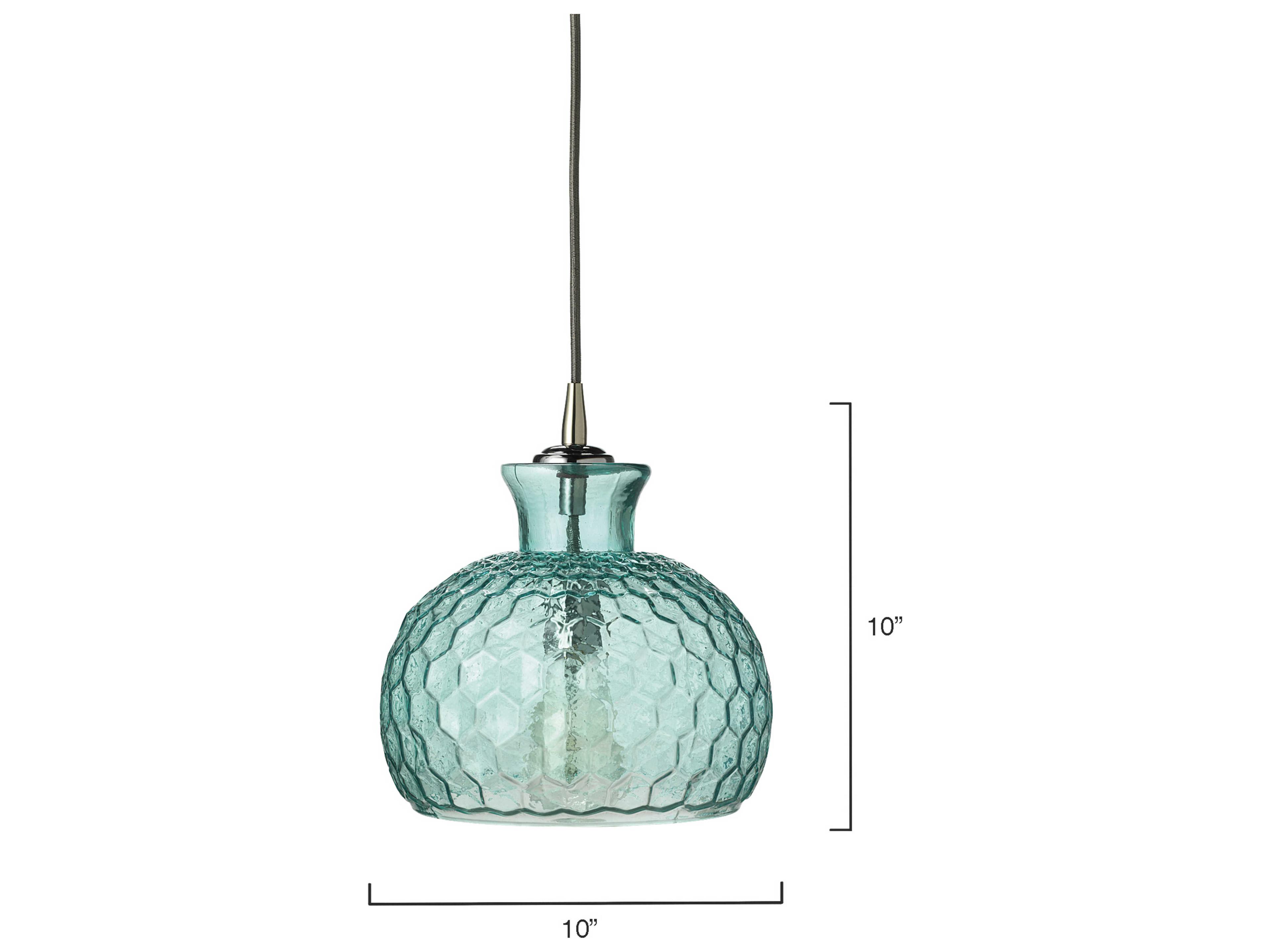 Jamie Young Clark 1-Light Aqua Blue Glass Bowl Geometric Mini Pendant