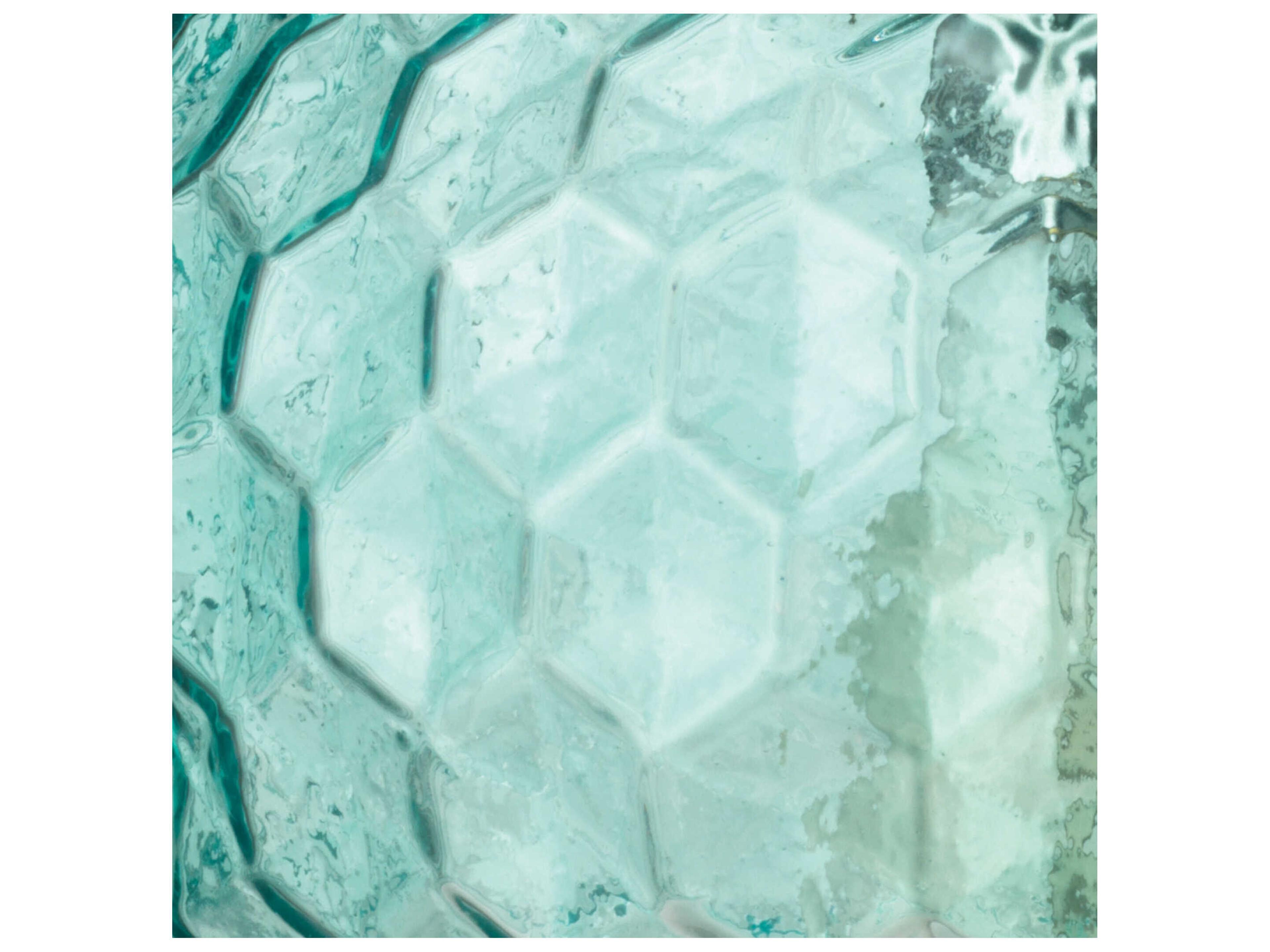 Jamie Young Clark 1-Light Aqua Blue Glass Bowl Geometric Mini Pendant