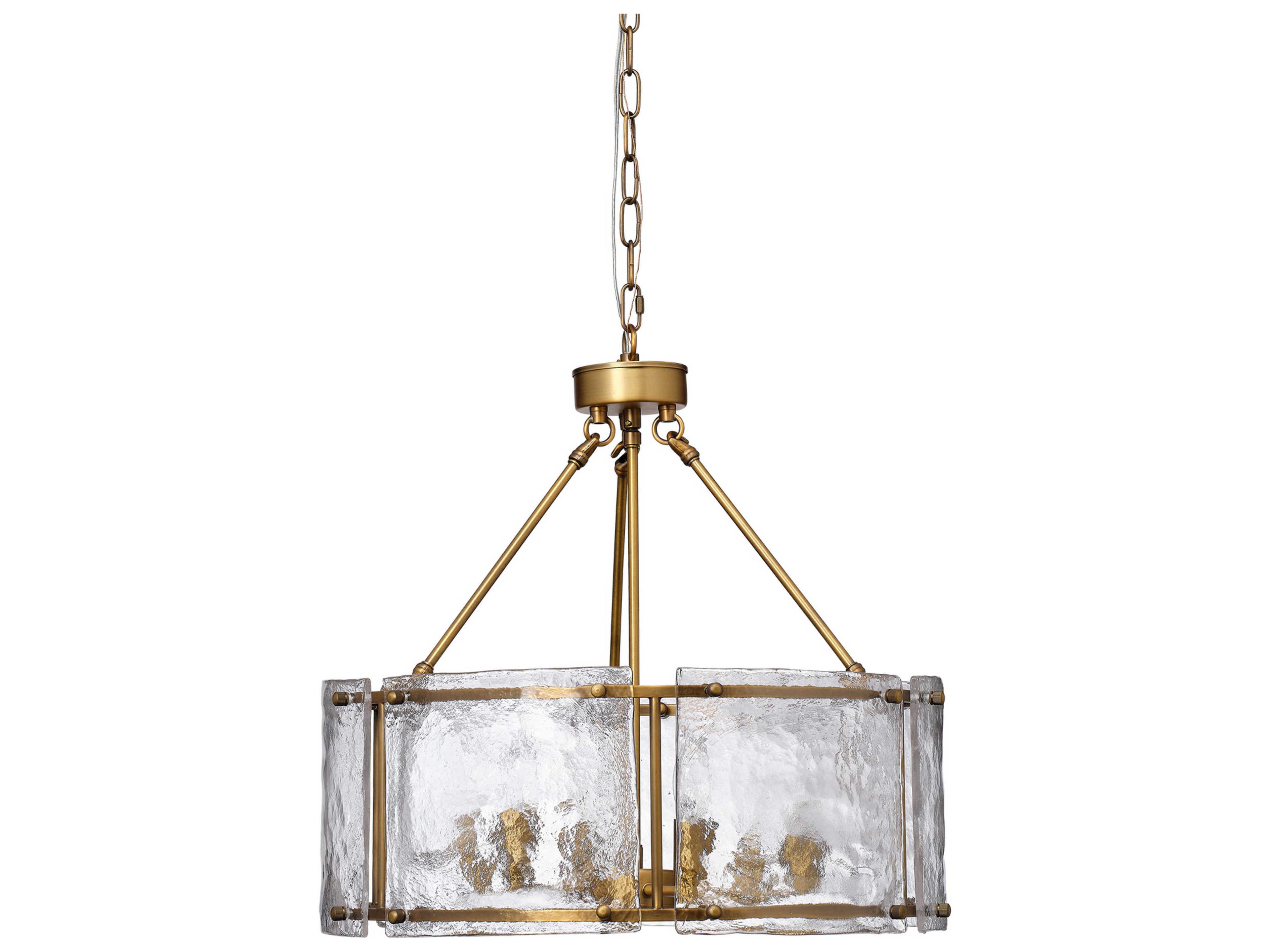 Glenn 6-Light Antique Brass Glass Candelabra Chandelier
