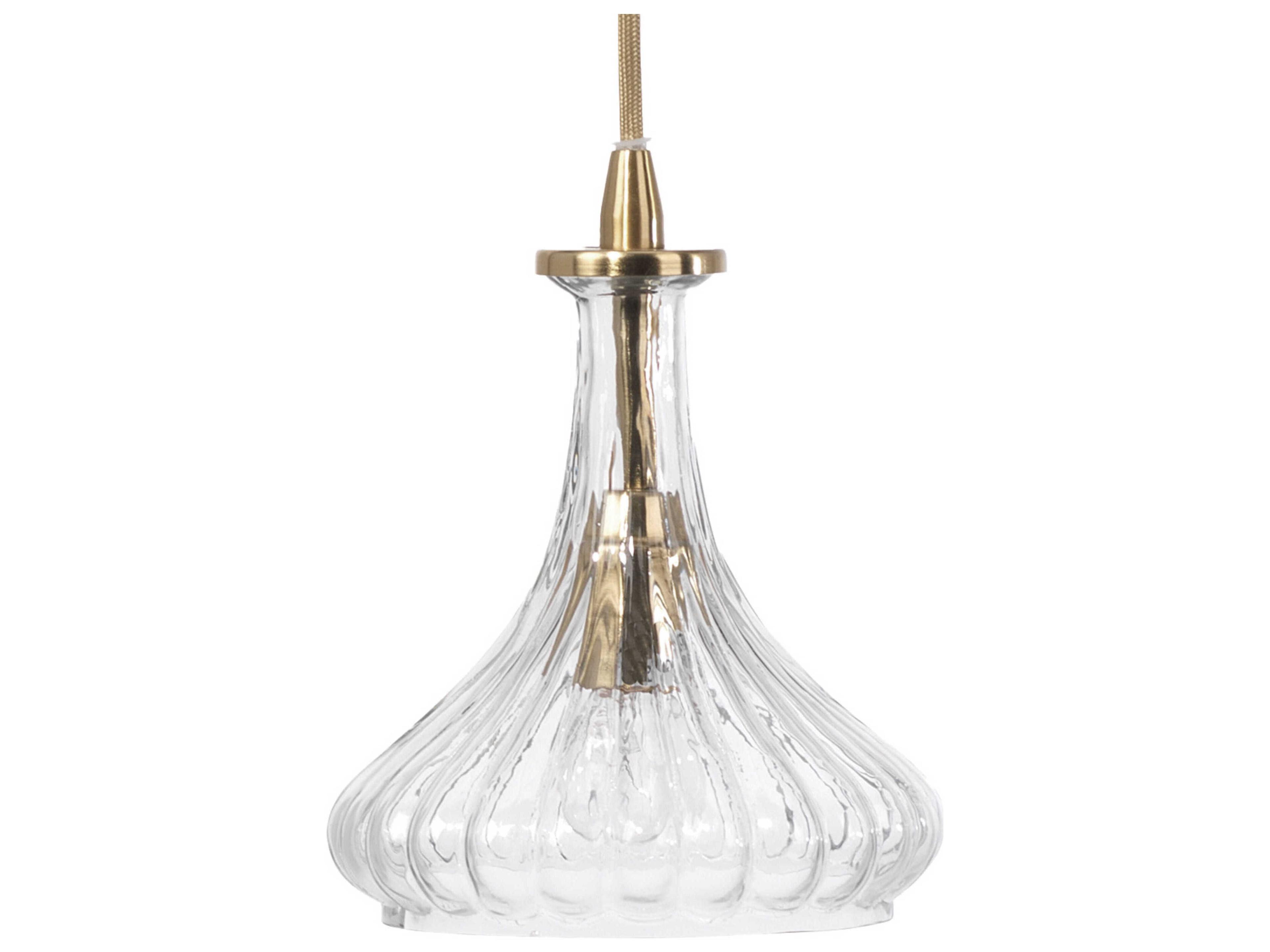 Isabella 1-Light Brass Glass Bell Geometric Mini Pendant