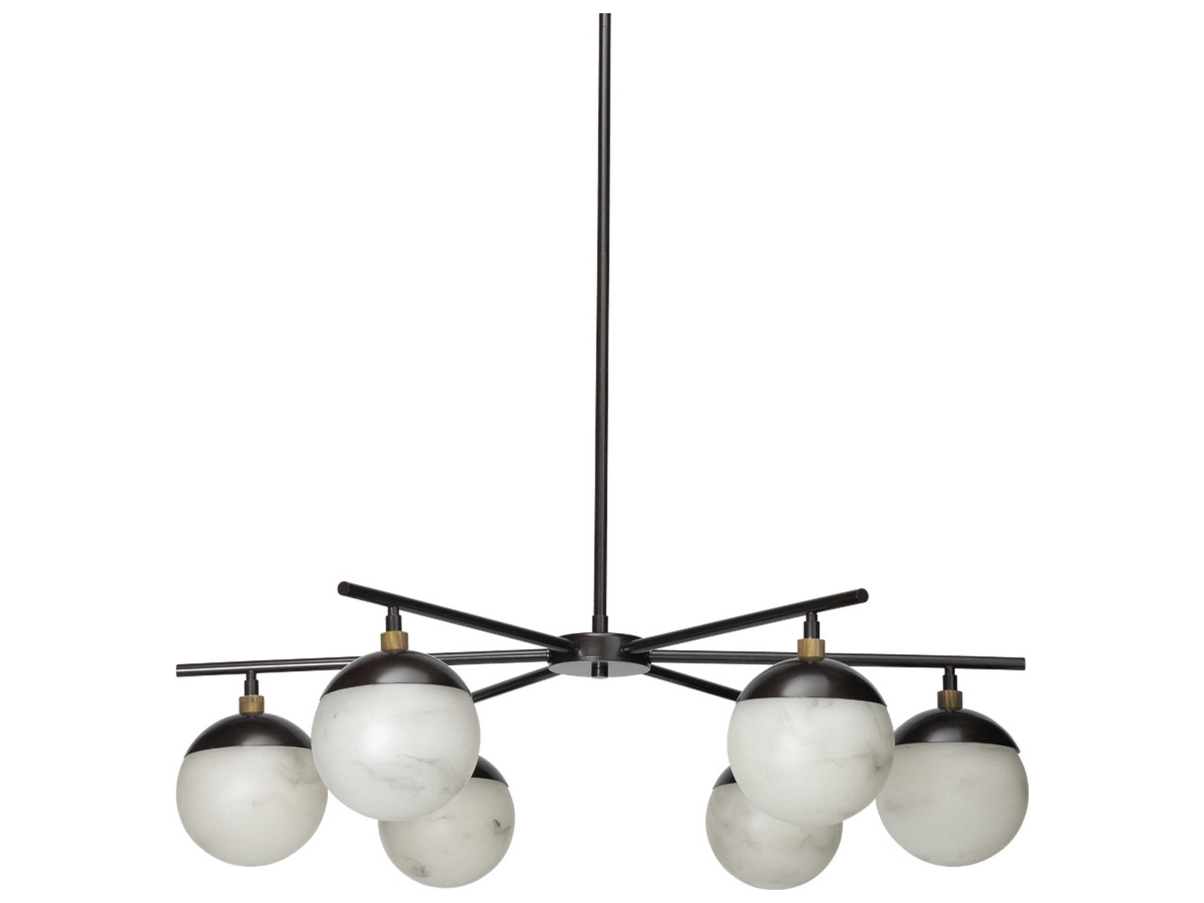 6-Light Oil Rubbed Bronze Antique Brass LED Candelabra Globe Round Chandelier