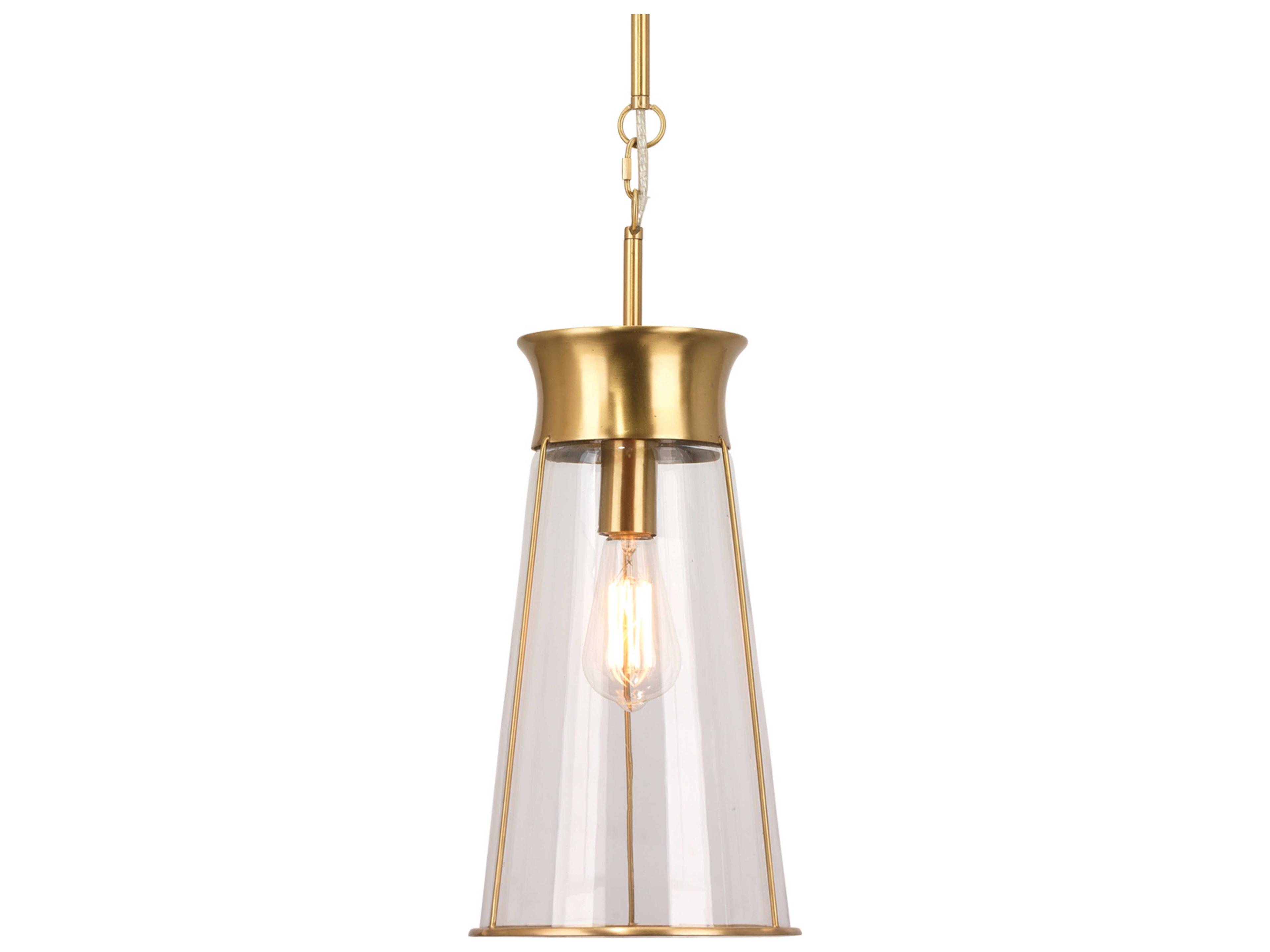 Jamie Young 1-Light Clear Glass Antique Brass Mini Pendant