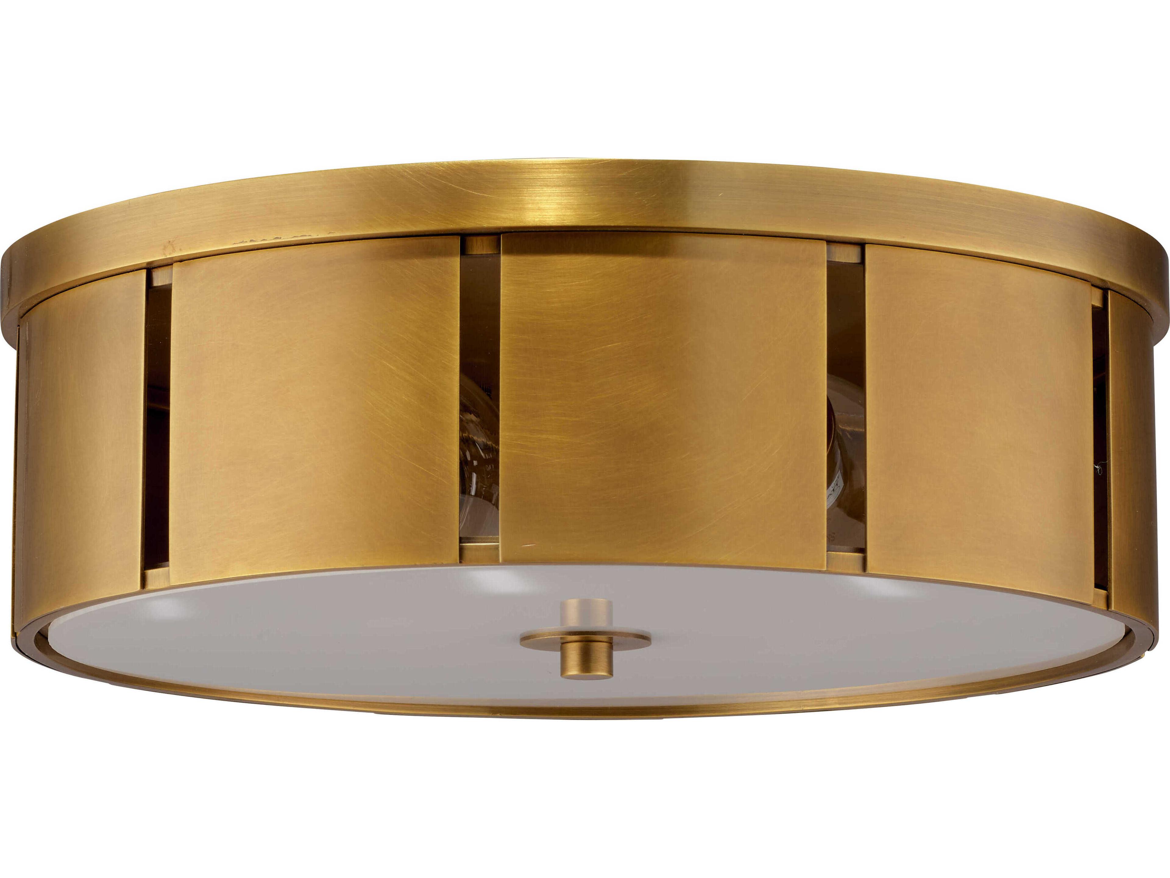 2-Light Antique Brass With Acrylic Diffuser Drum Flush Mount