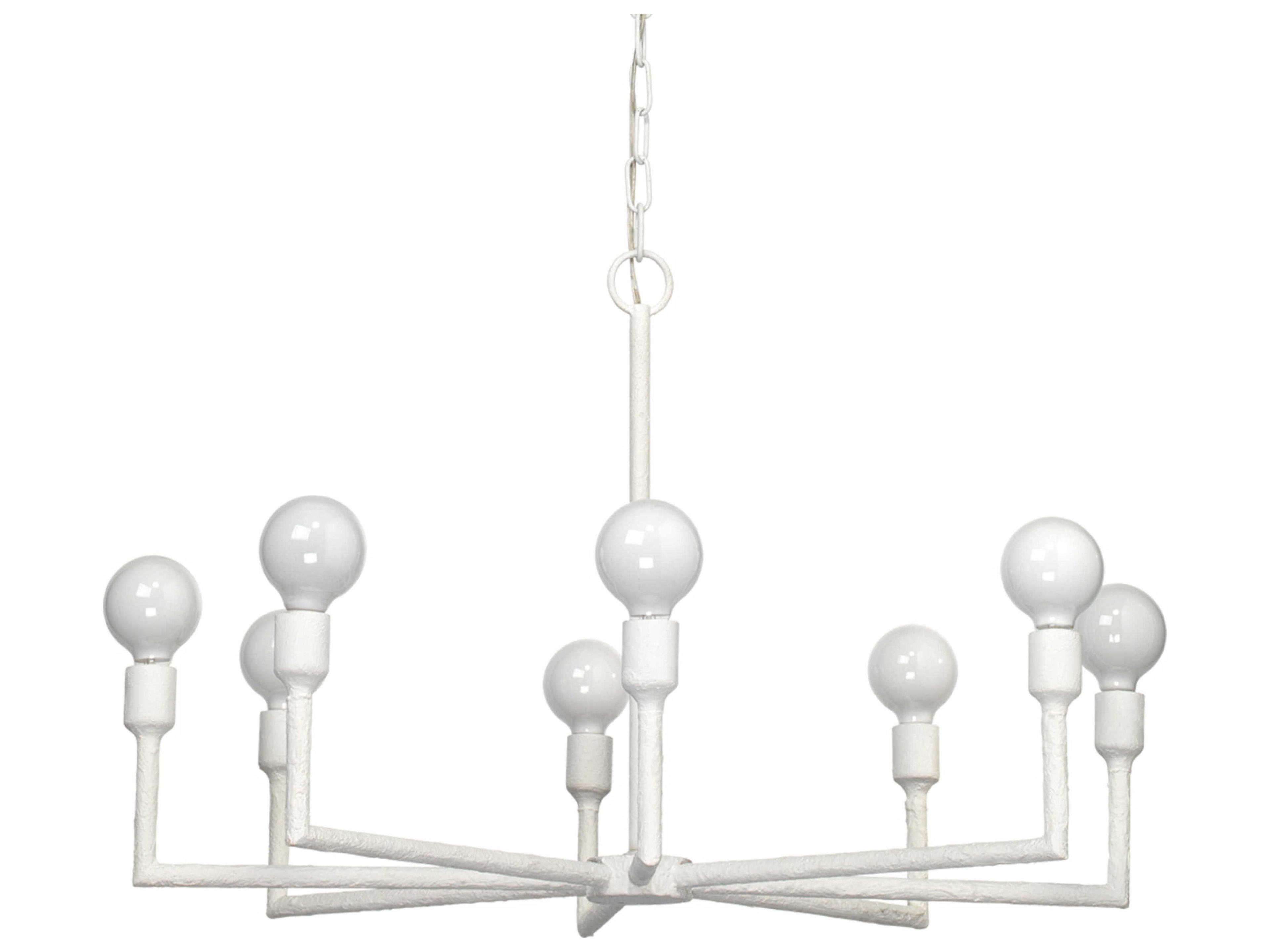 8-Light White Gesso Chandelier