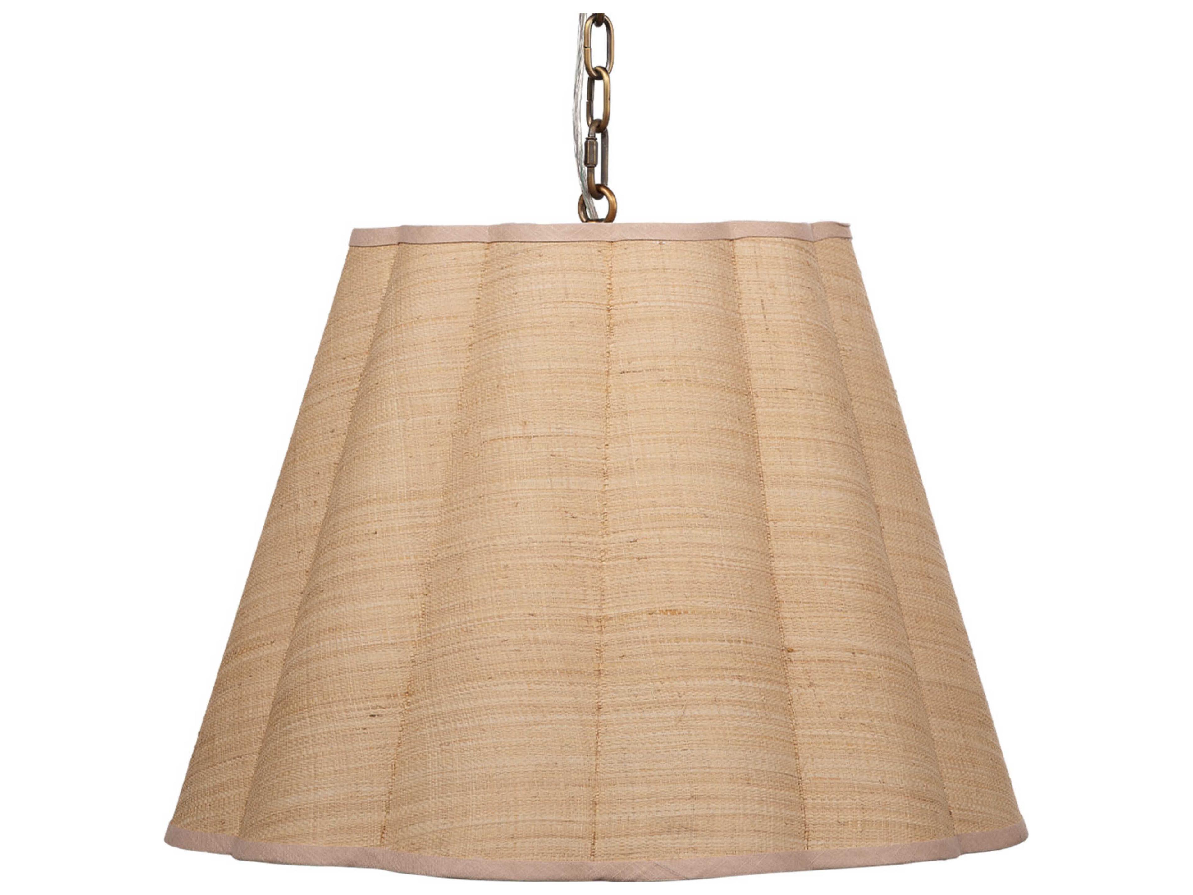 Scalloped 1-Light Natural Brown Drum Pendant