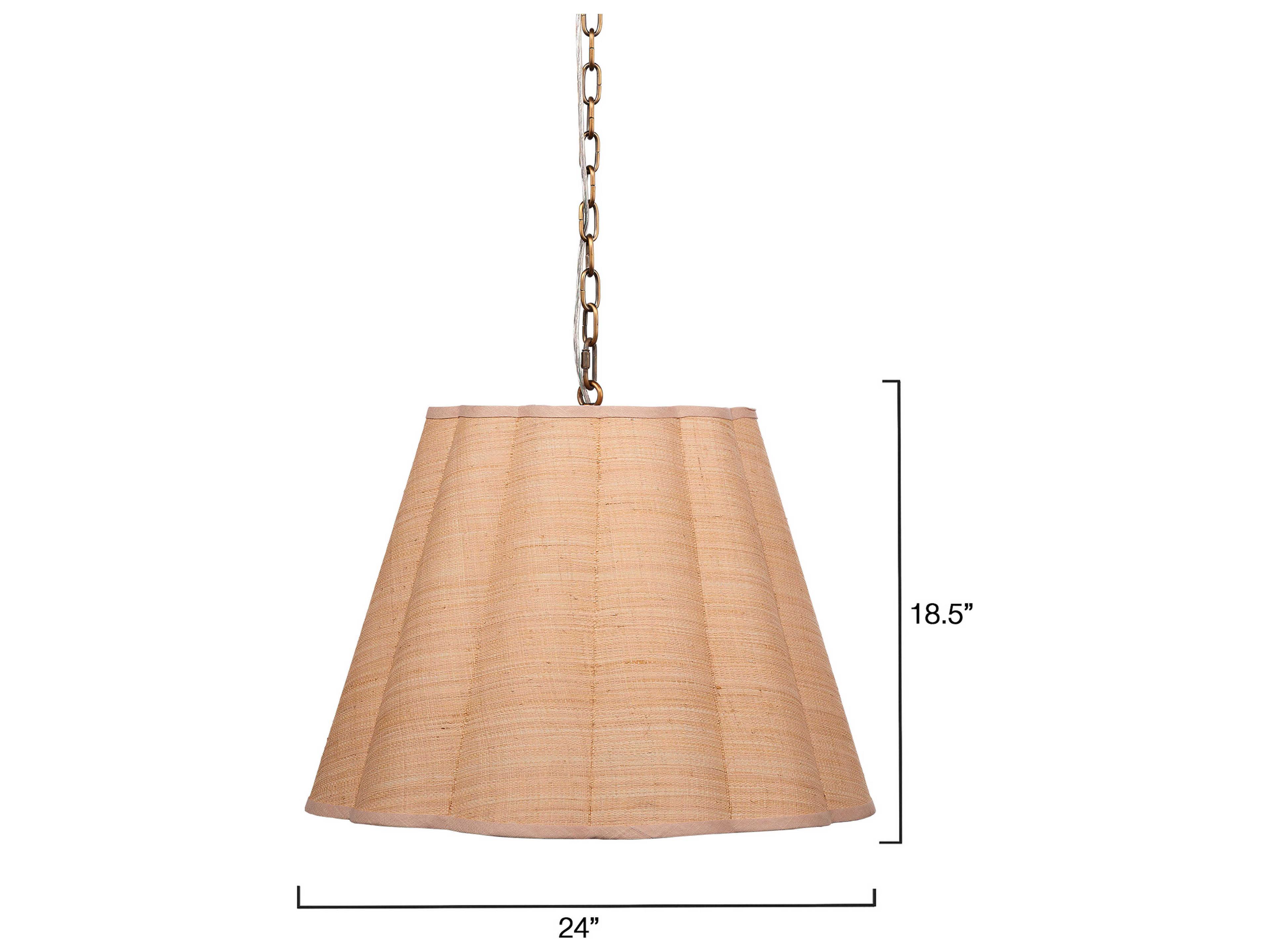 Jamie Young Scalloped 1-Light Natural Brown Drum Pendant