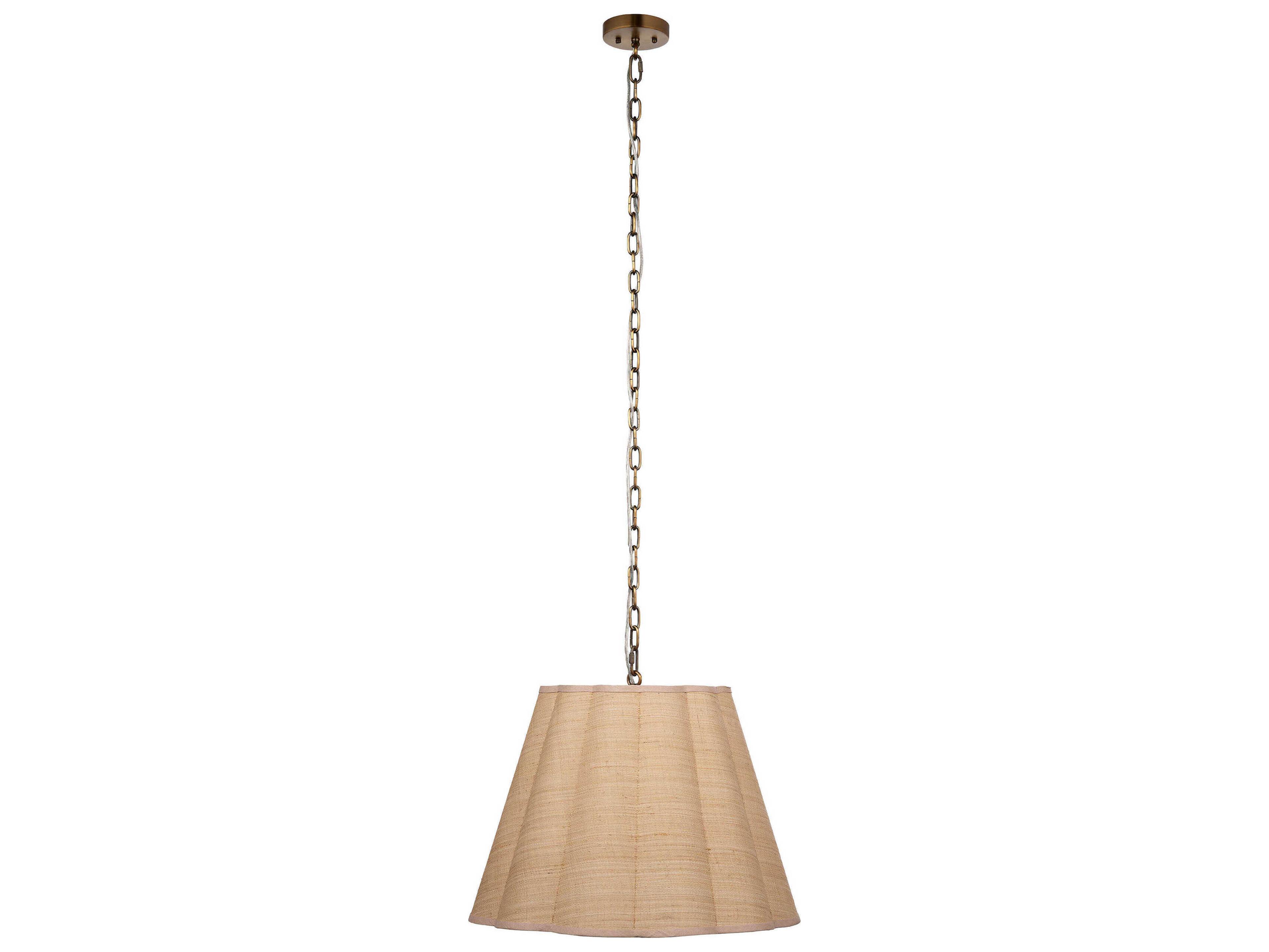 Jamie Young Scalloped 1-Light Natural Brown Drum Pendant