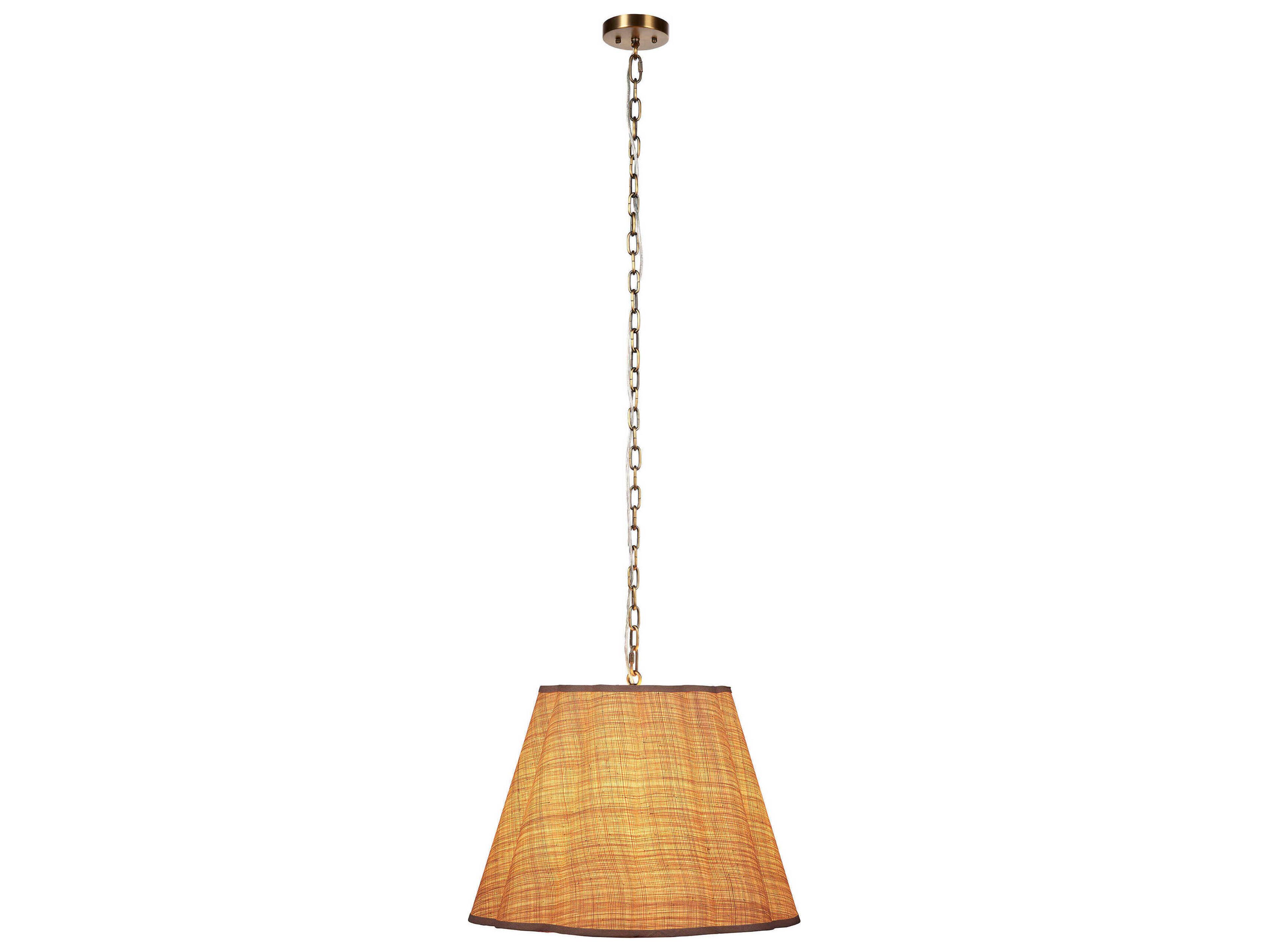 Jamie Young Scalloped 1-Light Natural Brown Drum Pendant