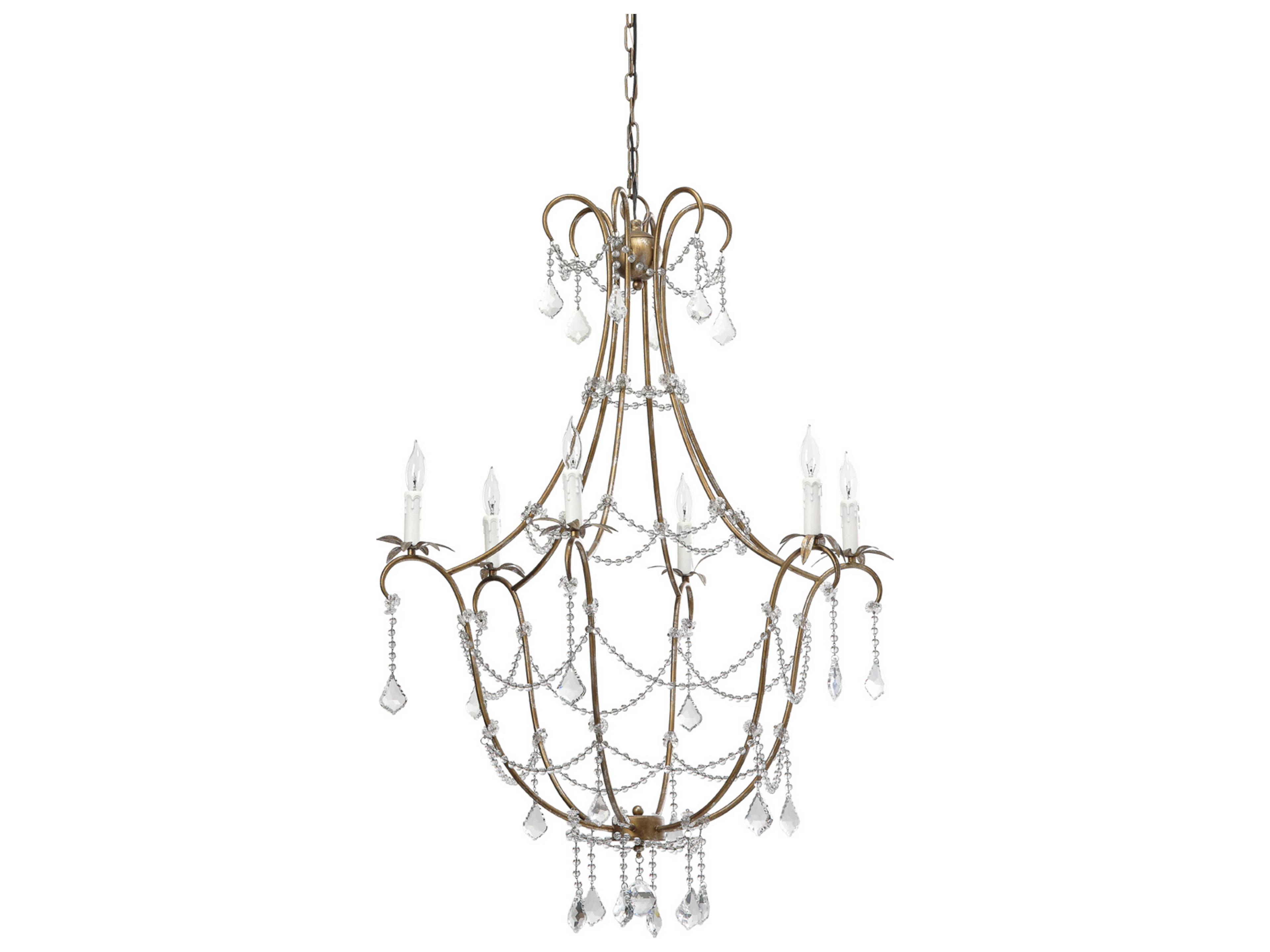 12-Light Champagne Clear Gold Crystal Candelabra Chandelier