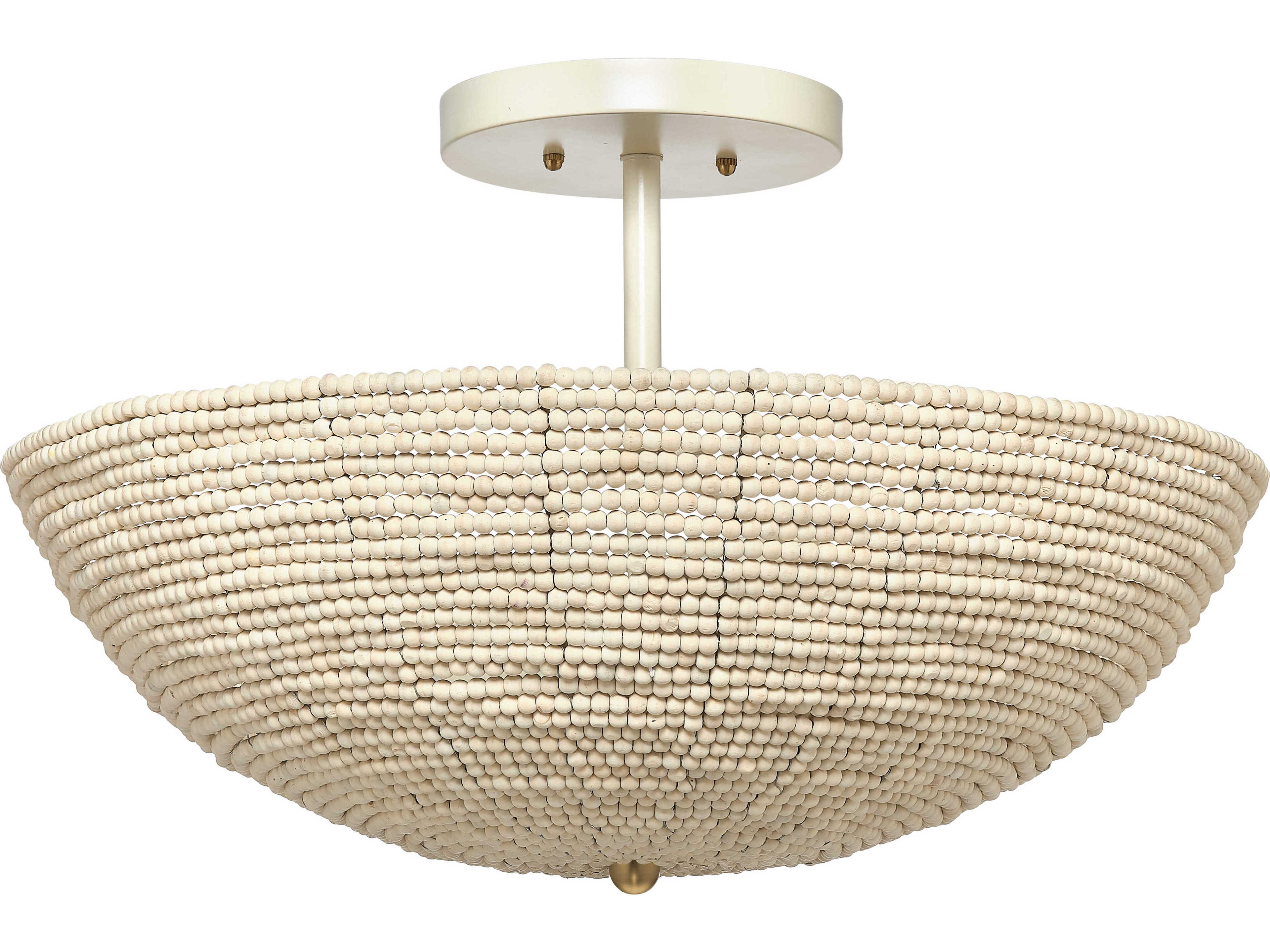 Tsunami 3-Light Natural Cream Brown Bowl Semi Flush Mount