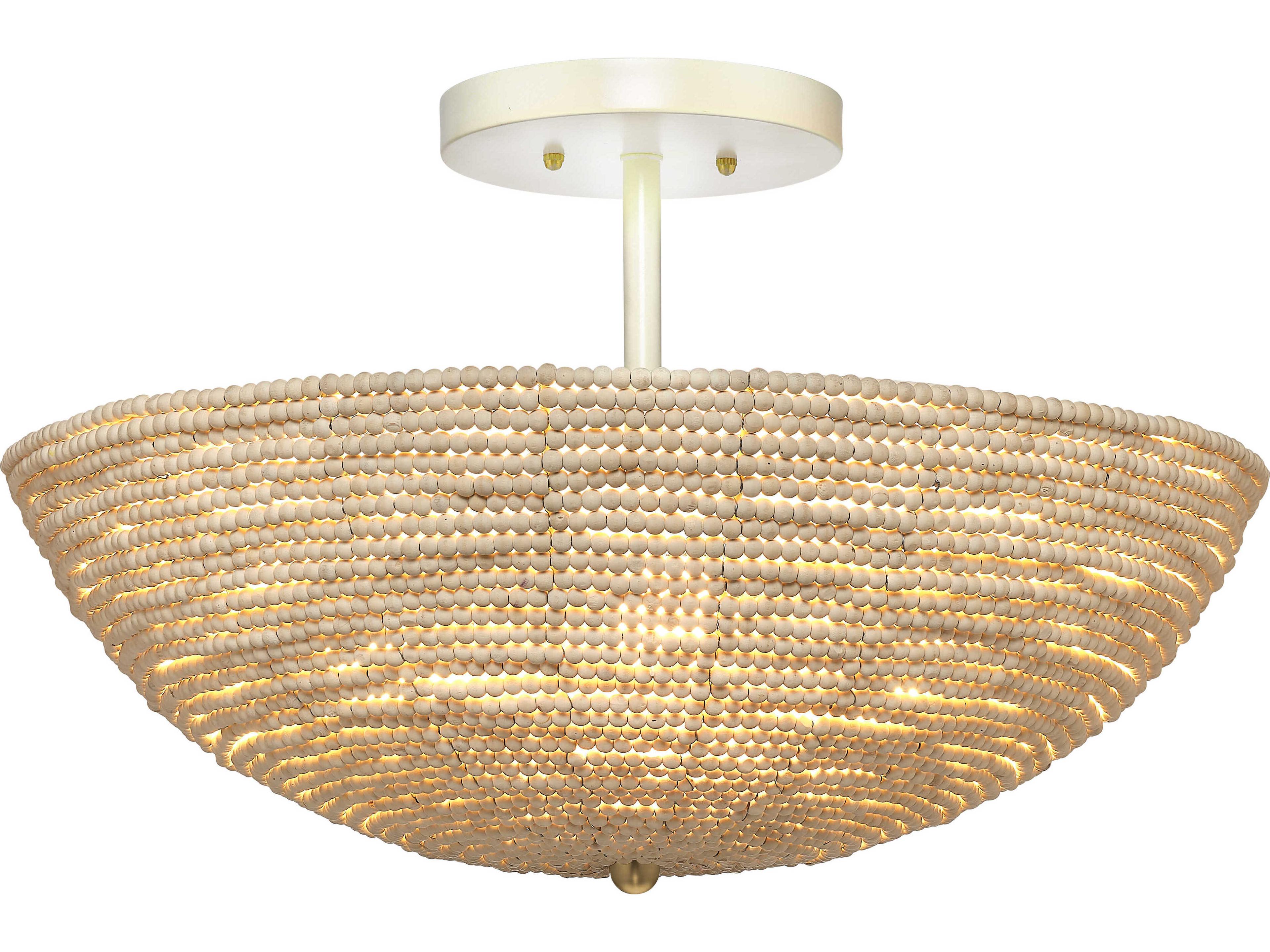 Jamie Young Tsunami 3-Light Natural Cream Brown Bowl Semi Flush Mount